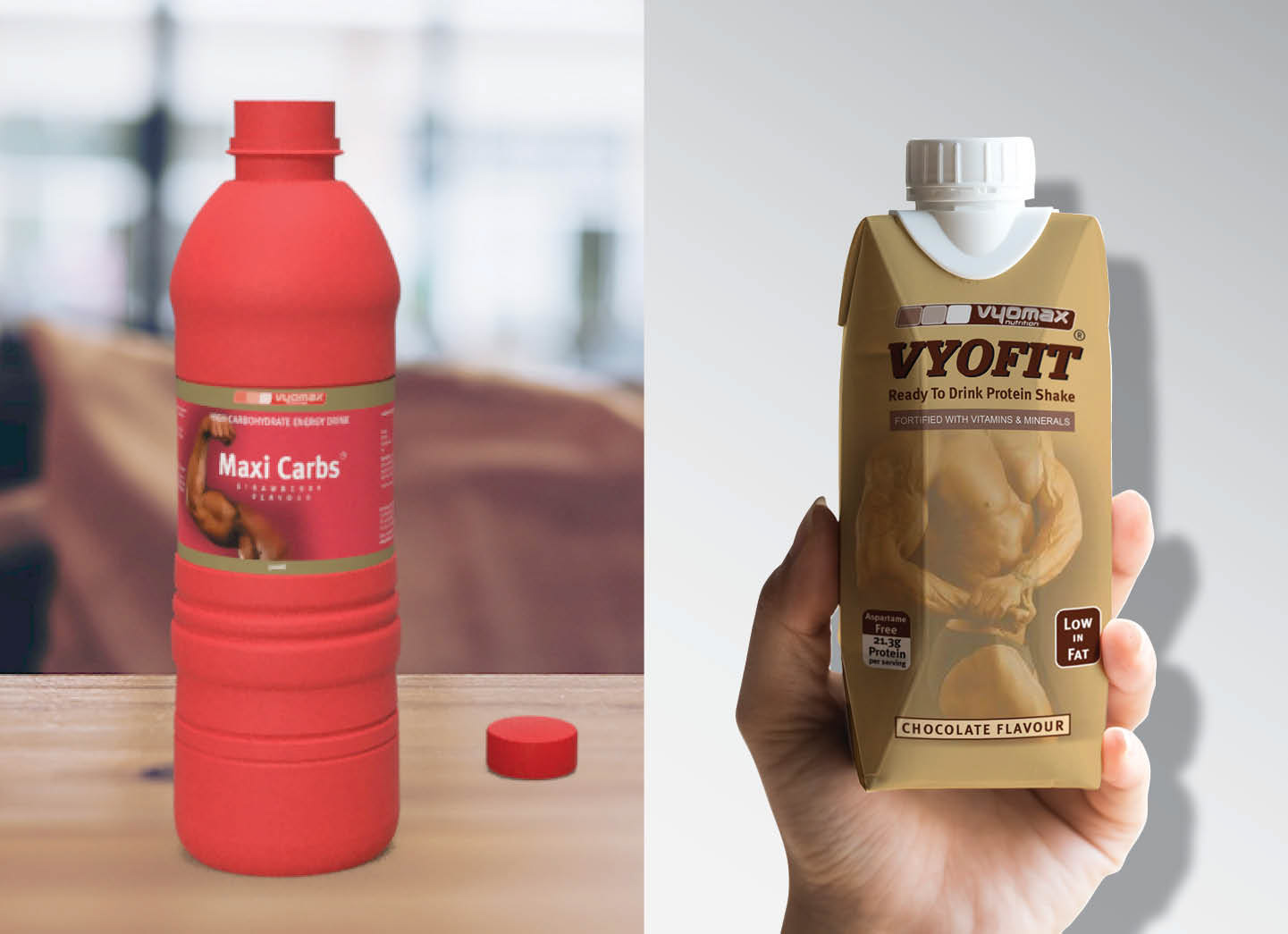 Packaging for Vyomax / 2008 Le mandat du client était d’utiliser leur conception existante sur différents produits d’emballage tels que les bouteilles, les cartons Tetra Pak®, les boites de pilules, les barres alimentaires énergétiques et leur présentoirs. En plus des emballages des produits, j’ai conçu de nombreuses affiches et publicités tout en respectant la chartes graphique de la marque.