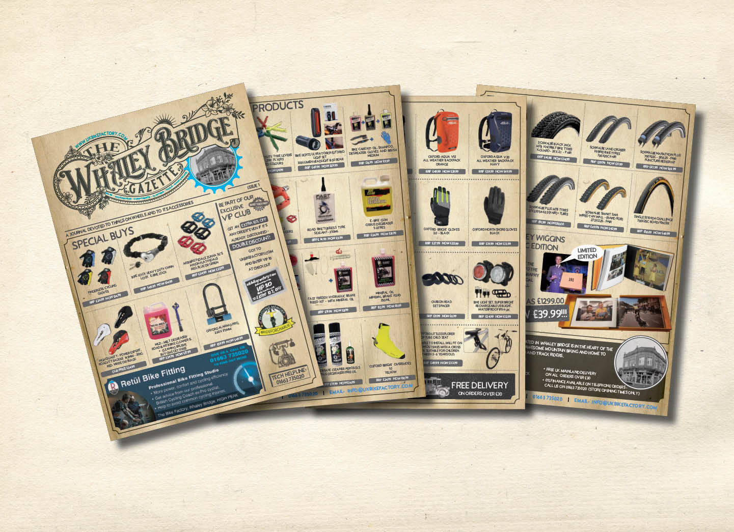 Newsletter A4, 4 - 2021 Newsletter designed for the Bike Factory shop in Whaley Bridge, High Peak, UK. Typeface from Heritage Type
