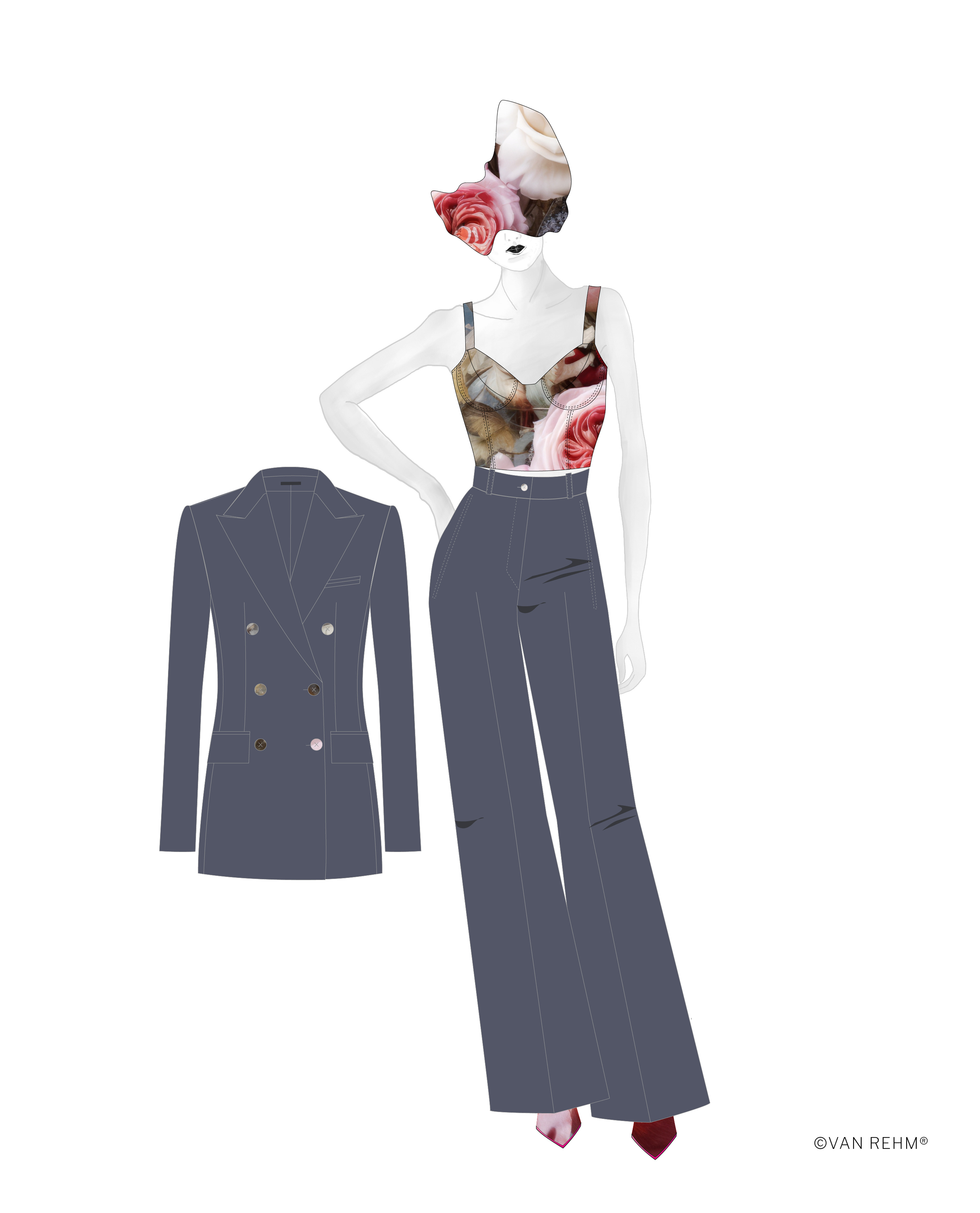 Women's Suit with Corset Top