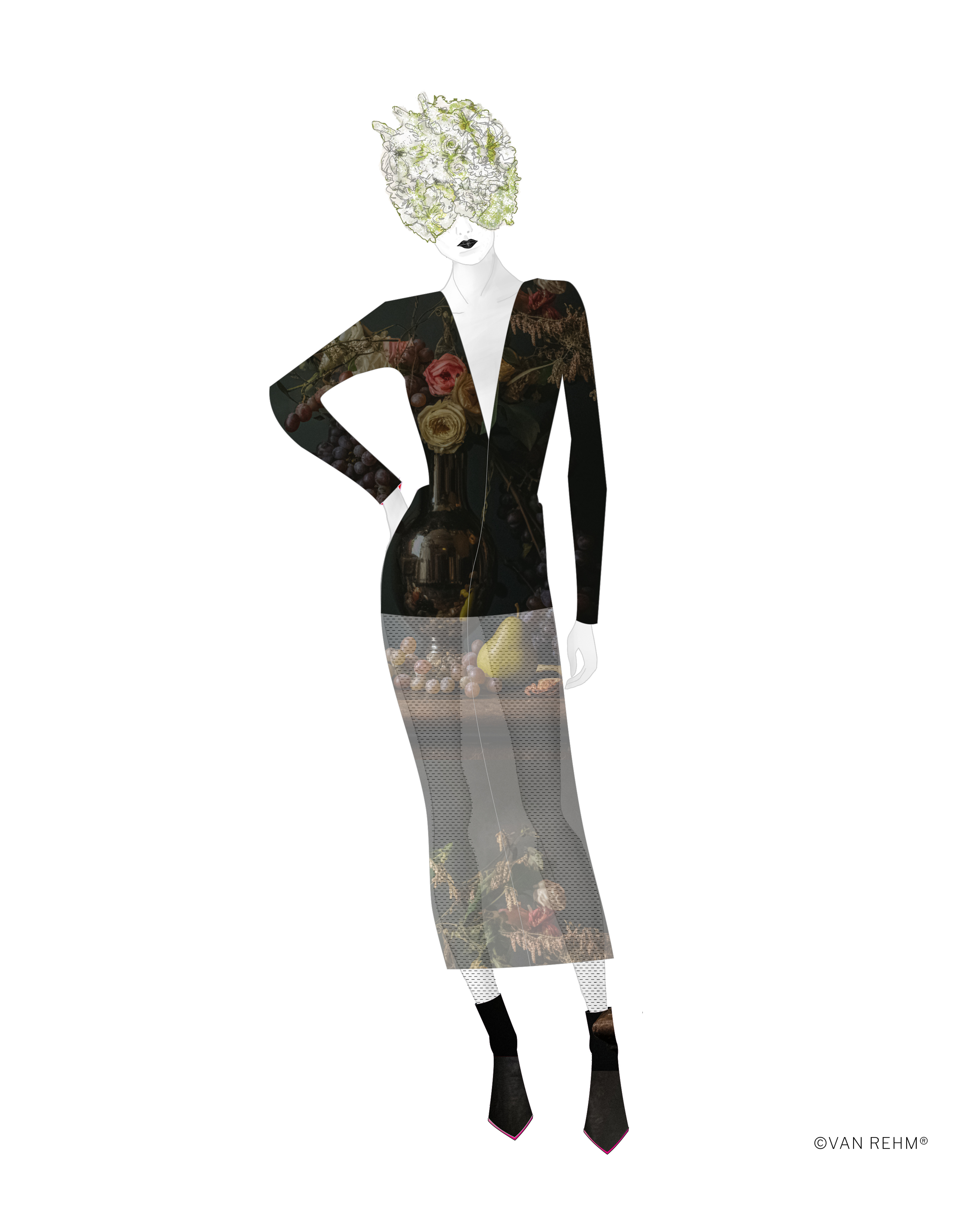 Peach Skin Dress 2in1 with Mesh