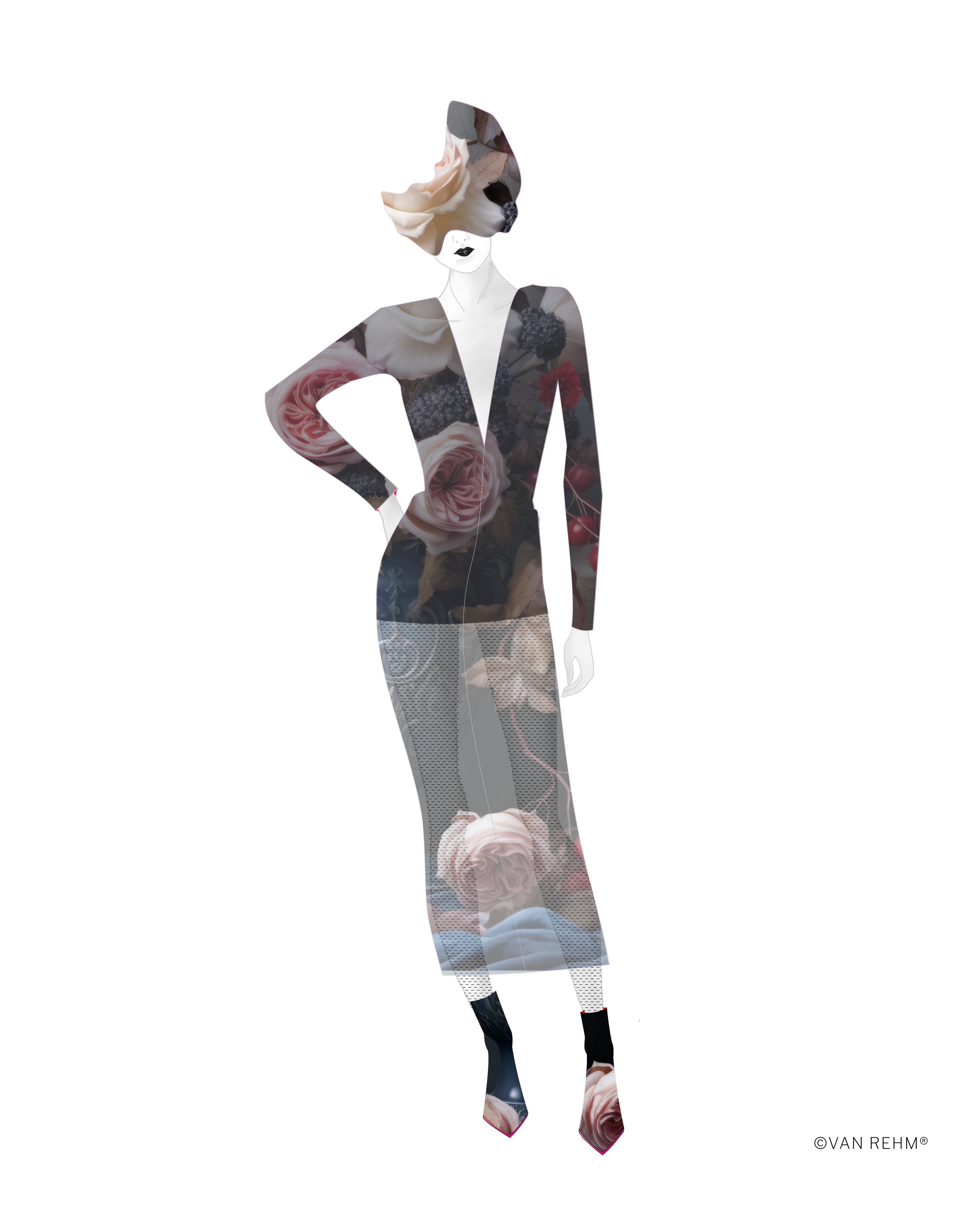 Peach Skin Dress 2in1 with Mesh