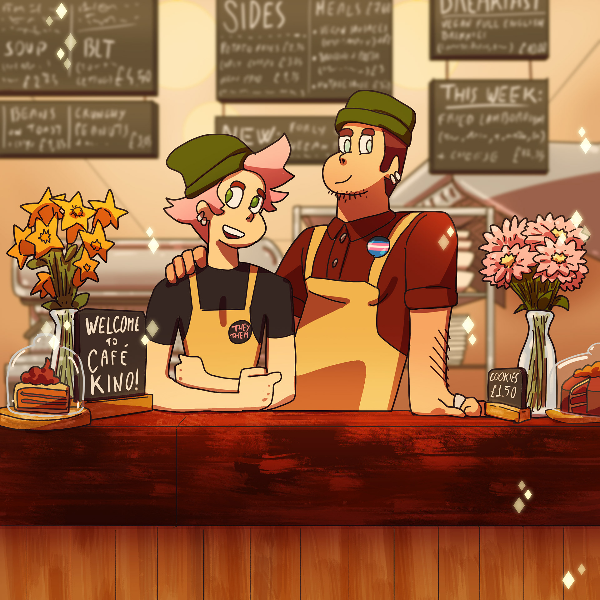 Based on Cafè Kino, an indie vegan coffee shop in Bristol, UK