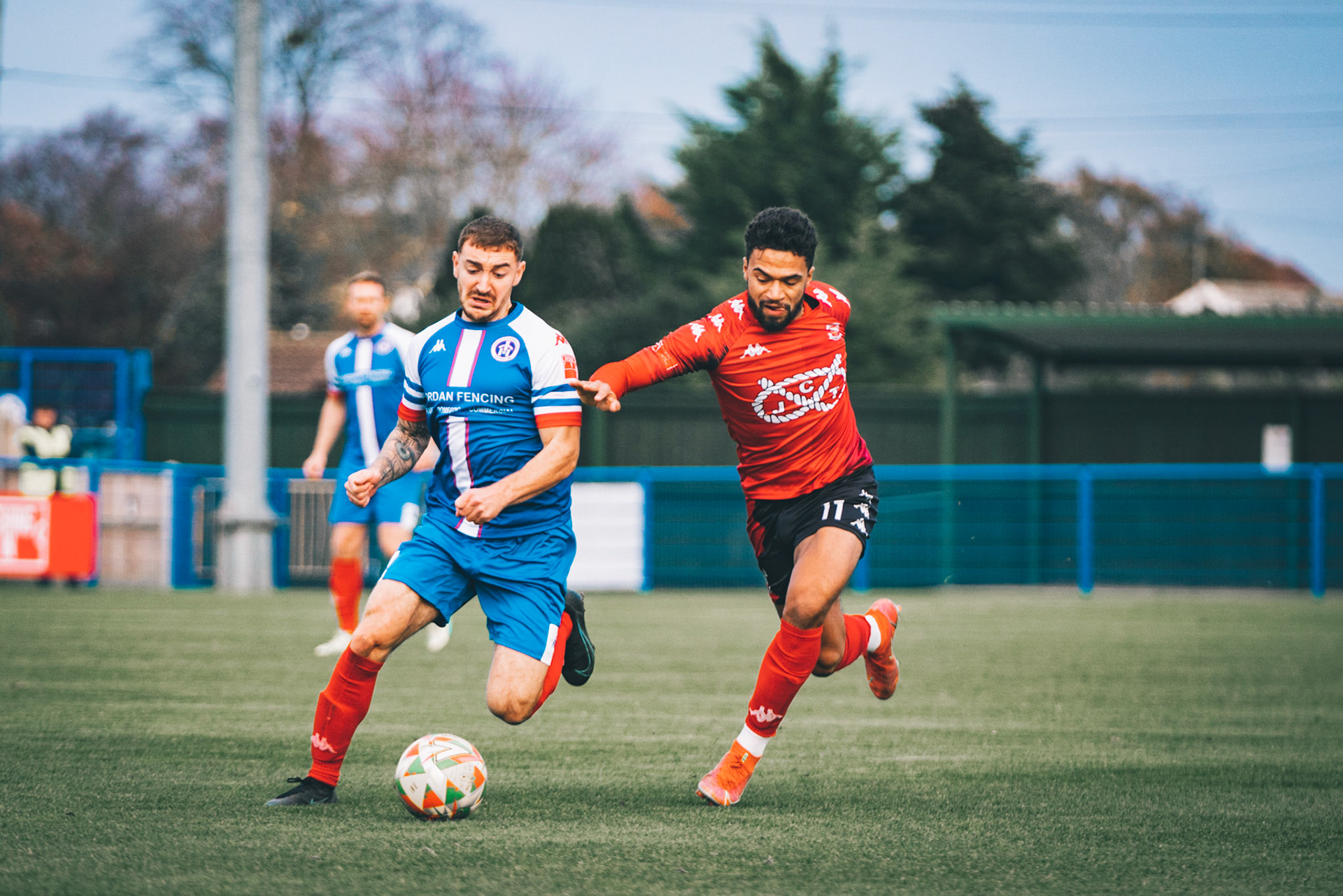 Ollie Saunders winning the ball back