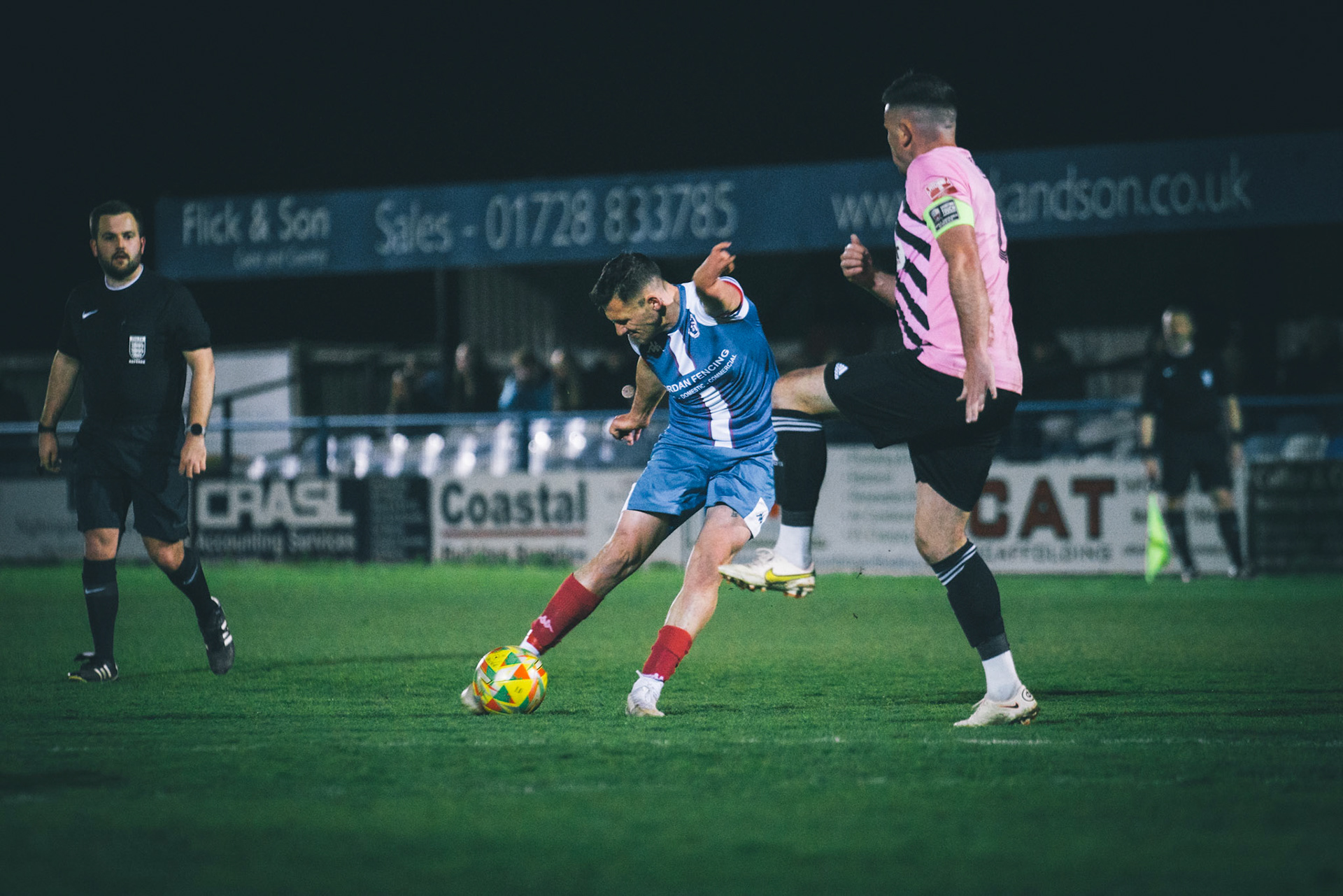 Ben Fowkes trying to find a winner from the edge of the area