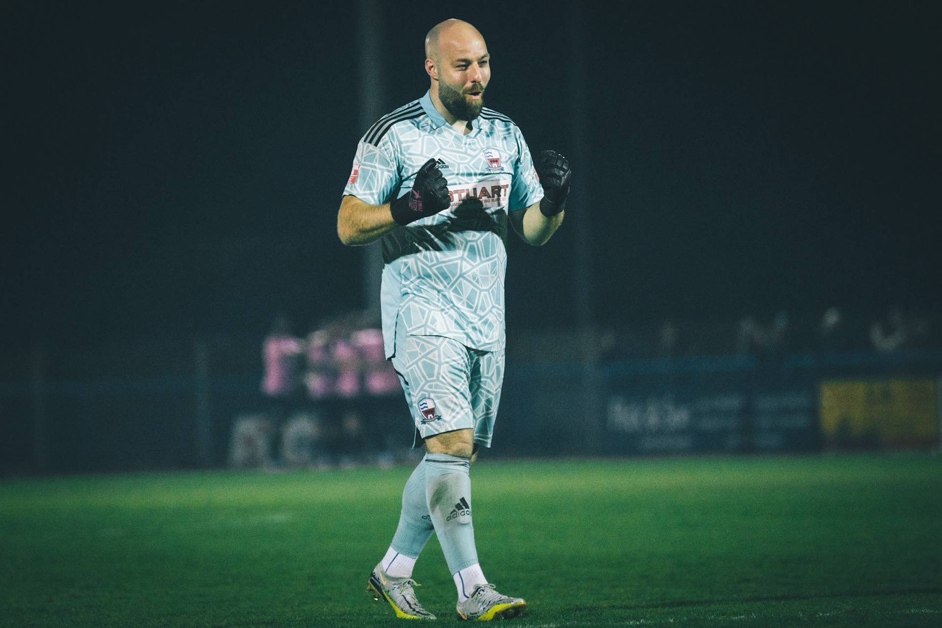 Breedon cheering after going 1 nil up