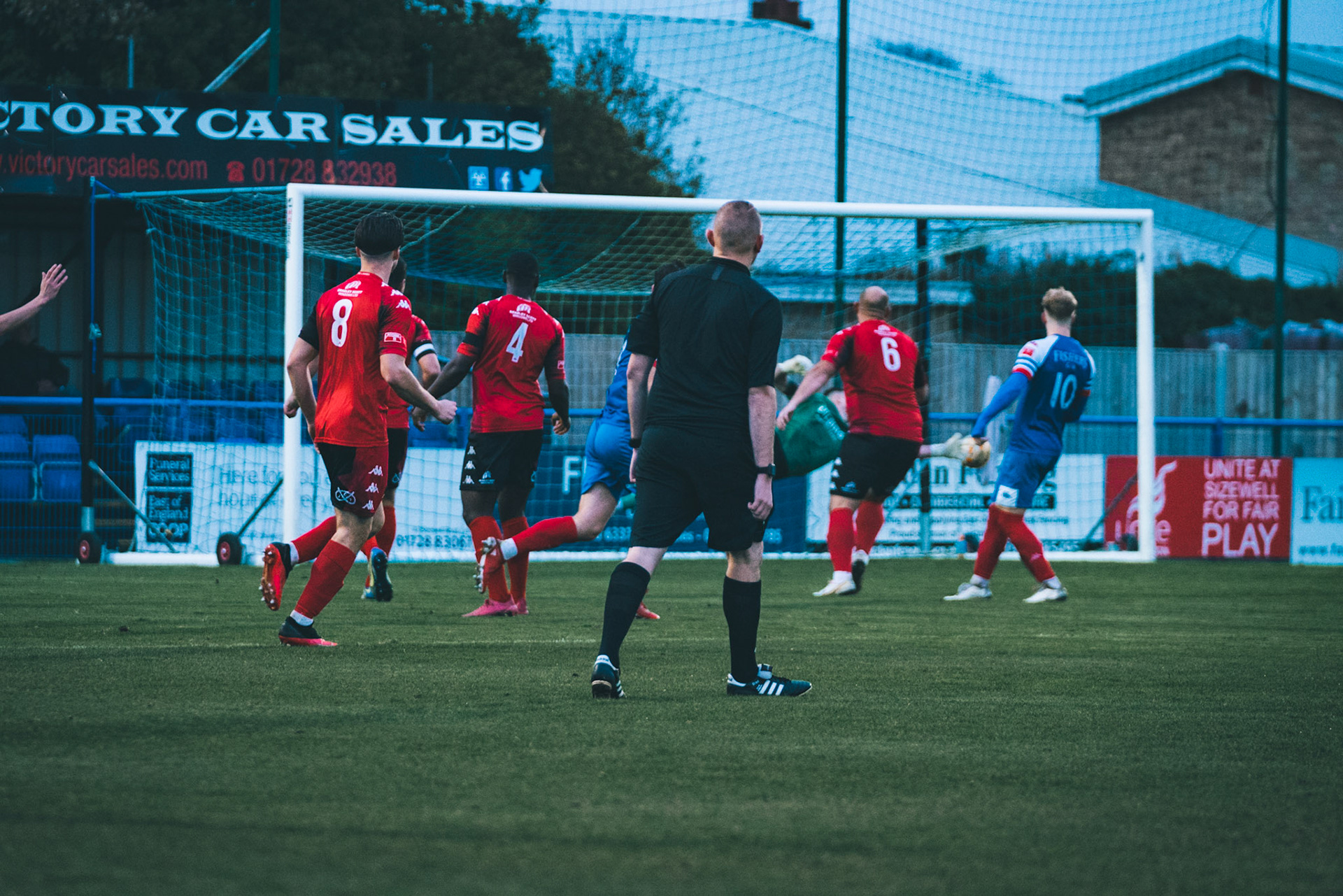 Joe Marsden putting leiston 2-1 up after the break