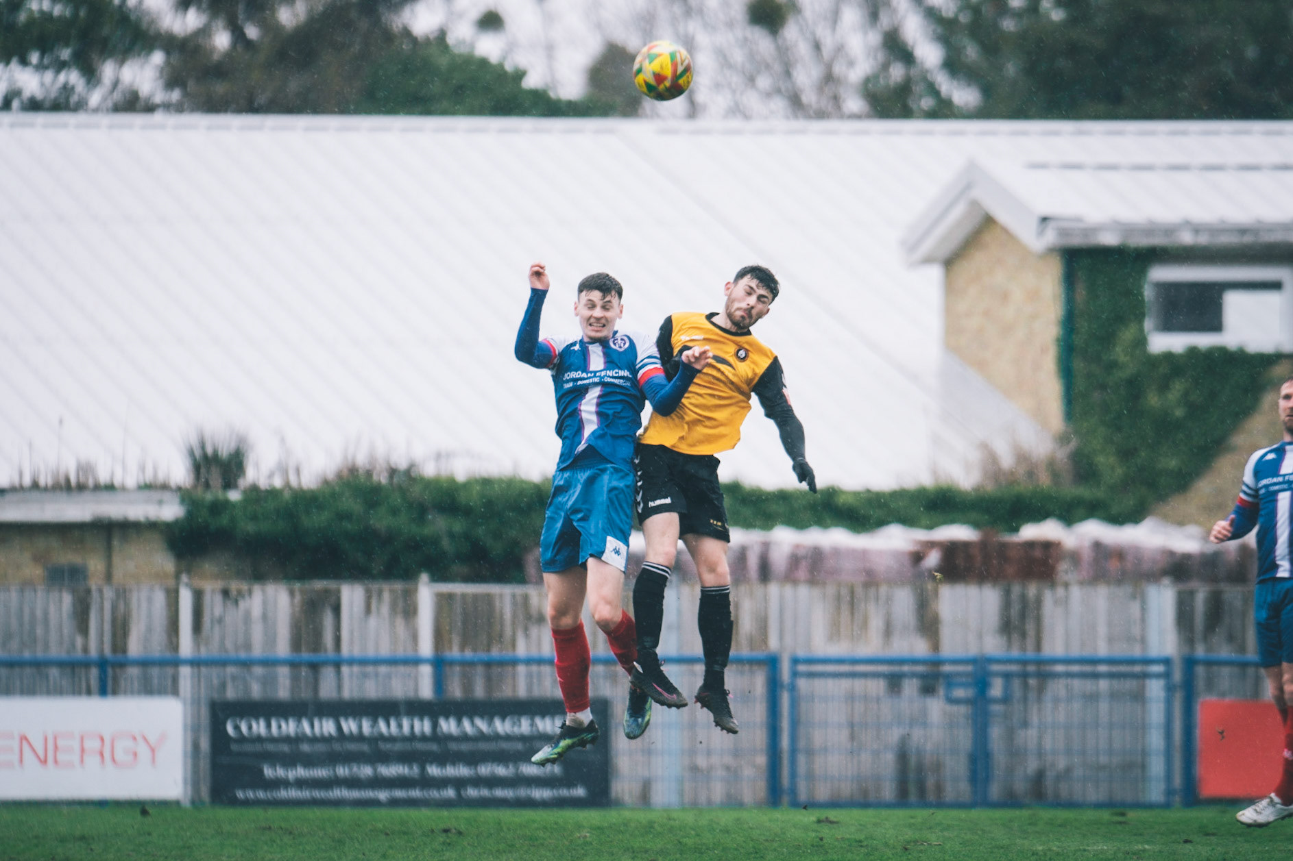 Zach Dronfield Challaging for a ball in the air after suffering fractured skull in october