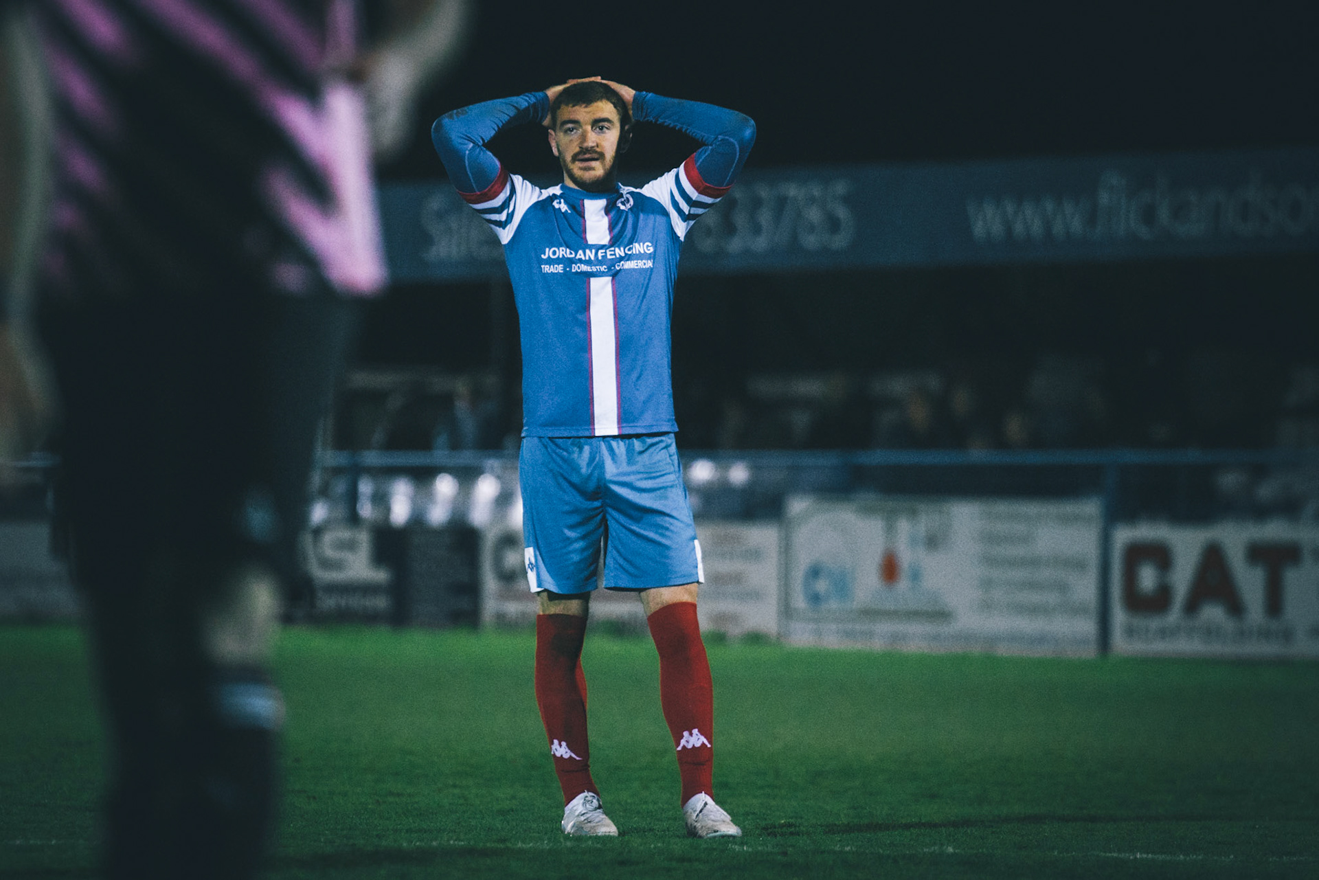 Ollie Saunders in shock from seeing his side almost snatch a winner.