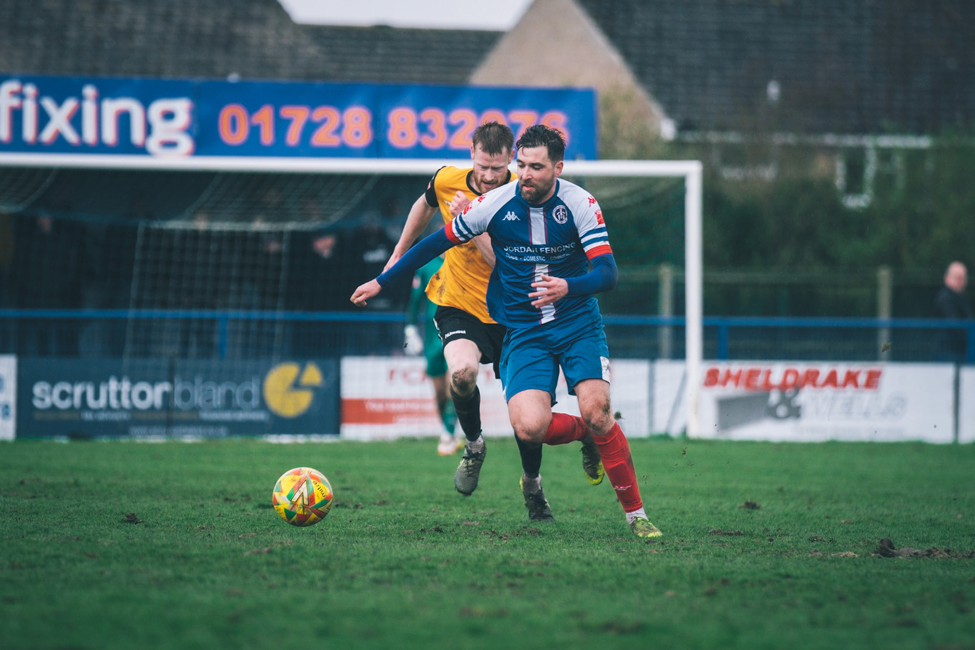 Leiston Right Wyatt Hill chasing down a loose ball