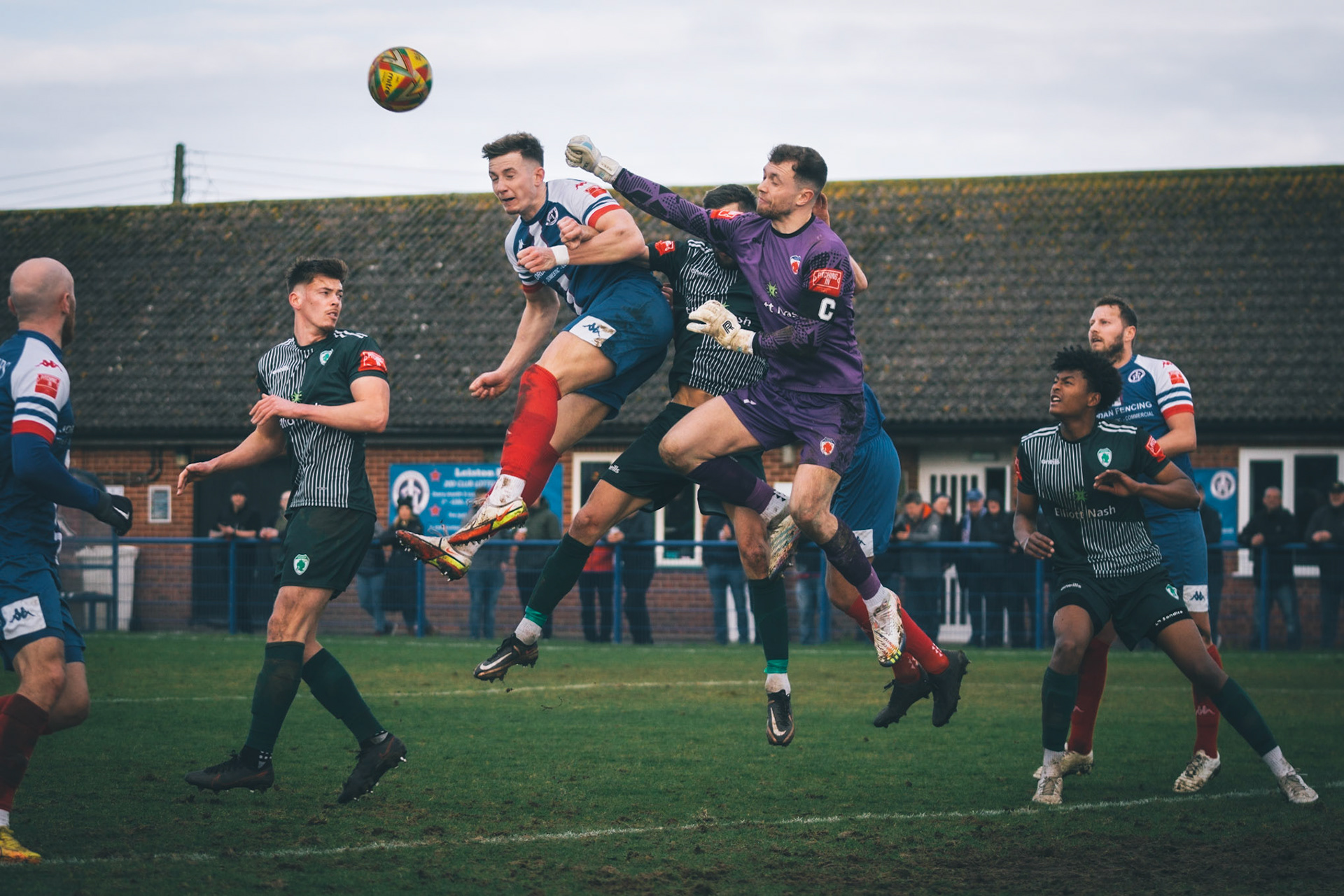 Will Davies Challing the g.k mid air