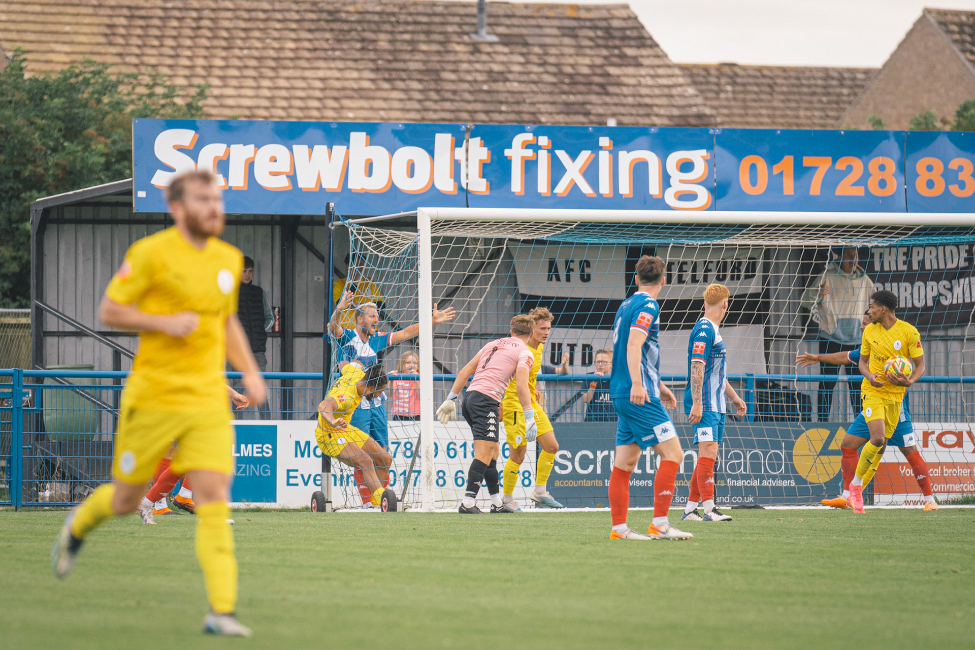 melee in the box after telford score in the 92nd min