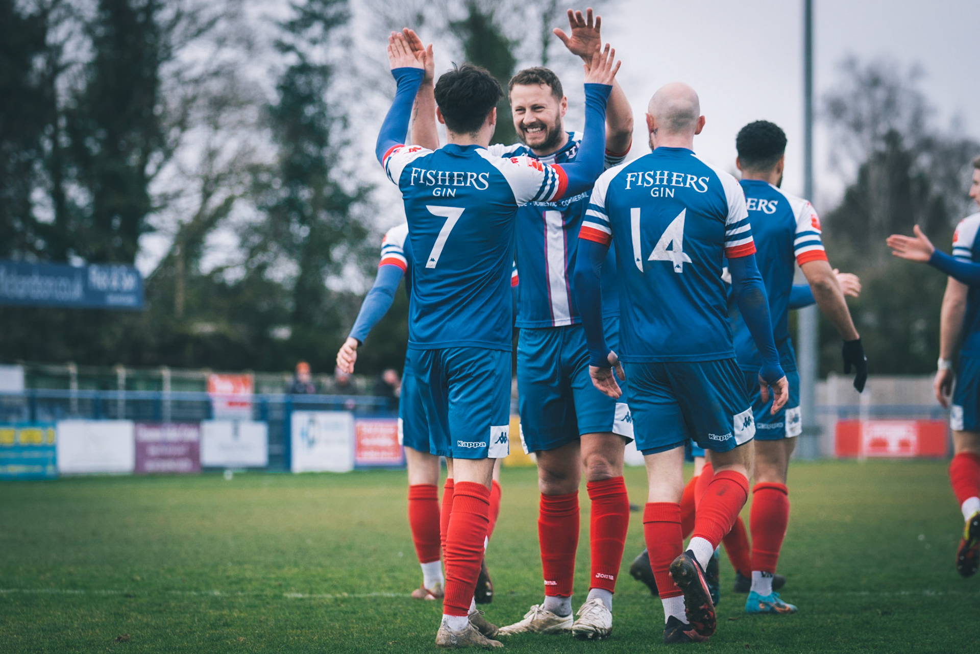 Rossi Jarvis HI 5 with leiston goal scorer No.7 Fin Barnes