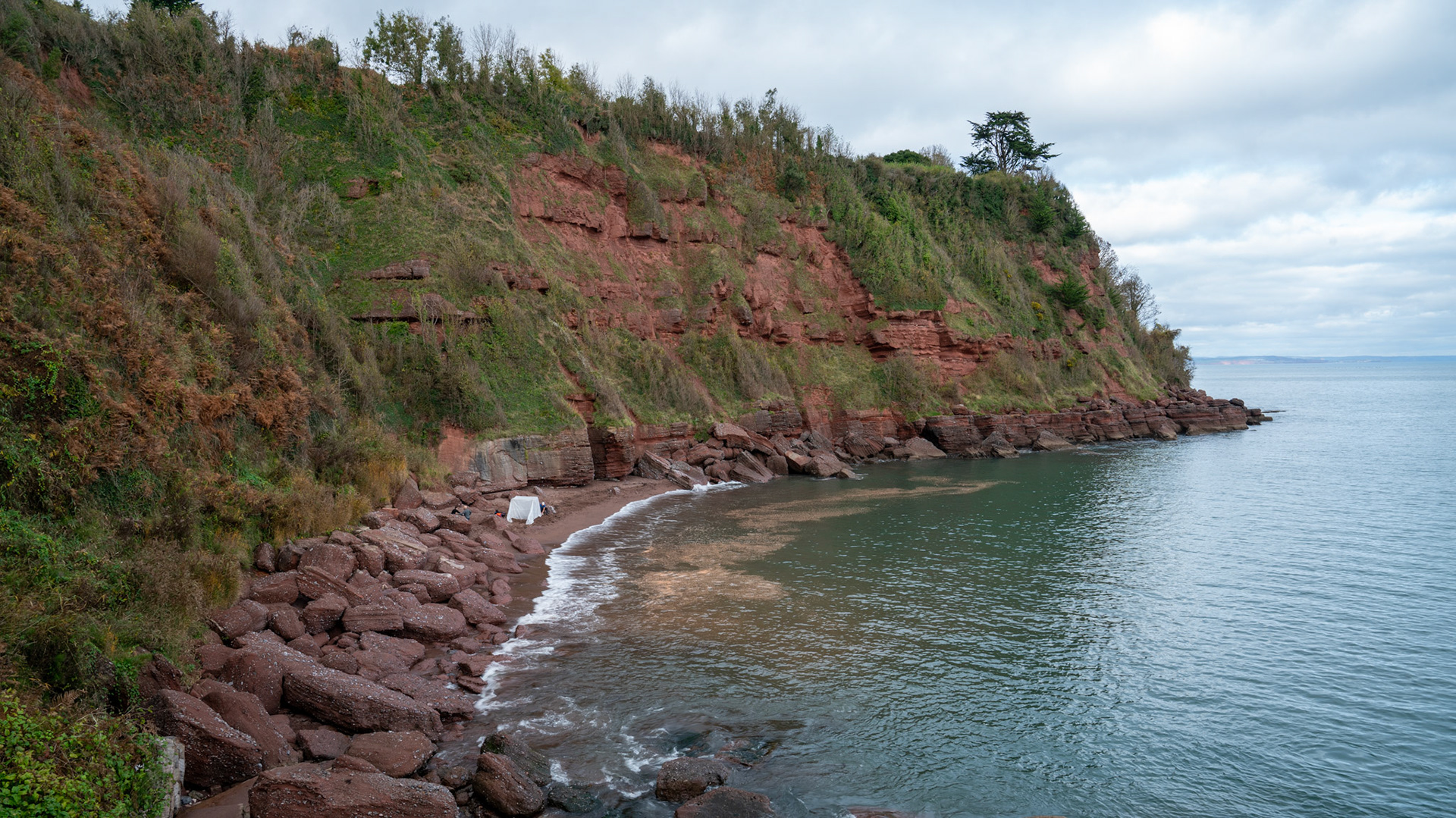 Steam tent at Maidencome Beach, to warm up after a dip!