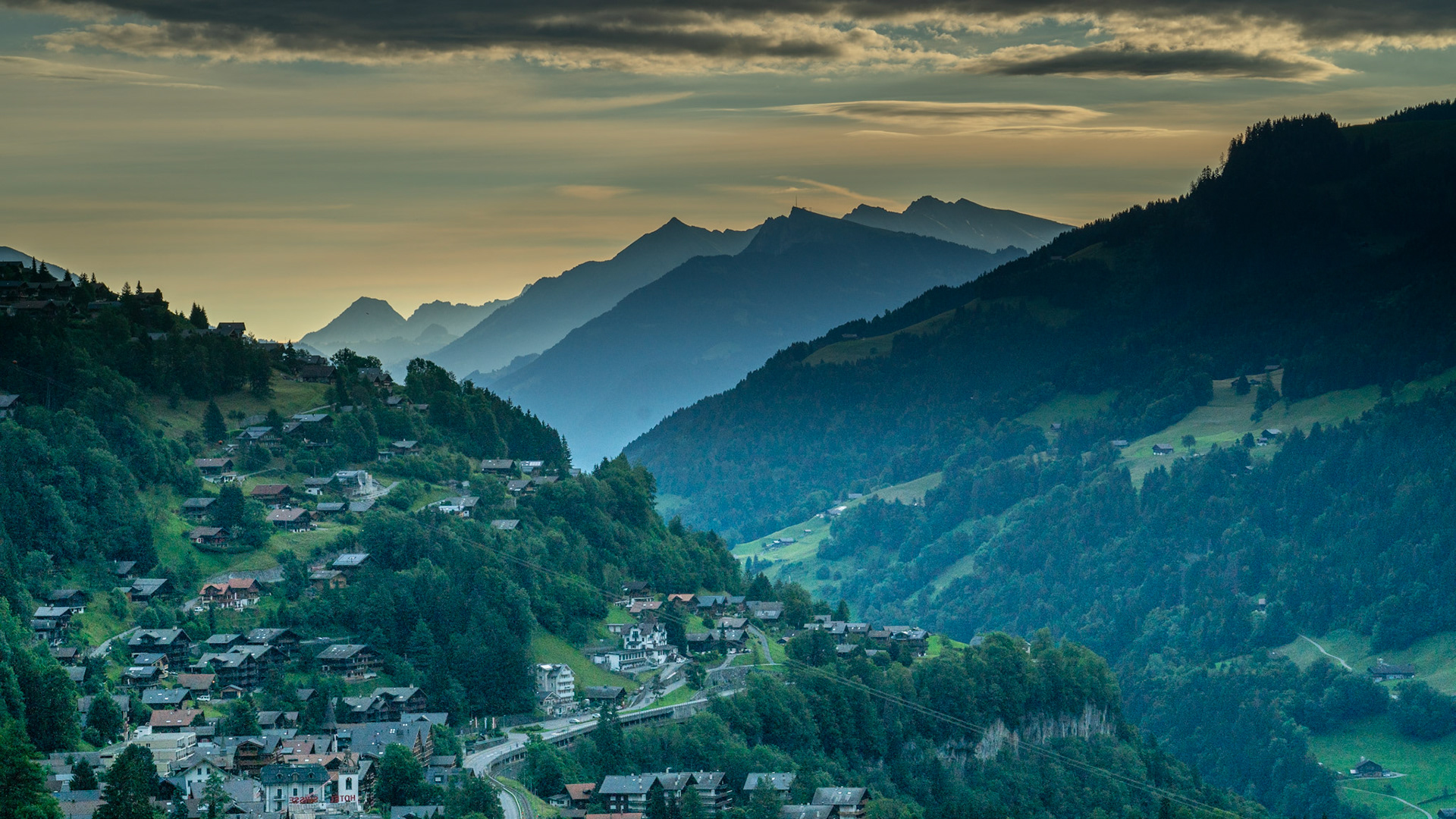 Early morning view down Val-d'Illiez