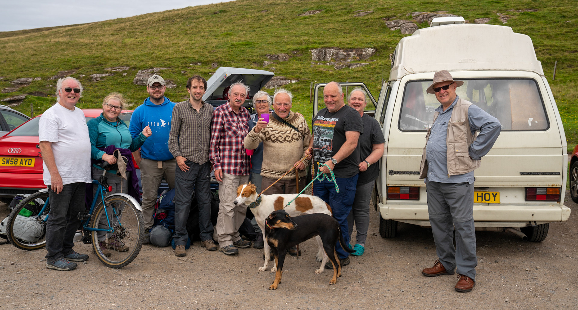 Celebrating 91 year old Ian returning from his first ever visit to Sandwood Bay, a 9 mile round trip and wild camp!