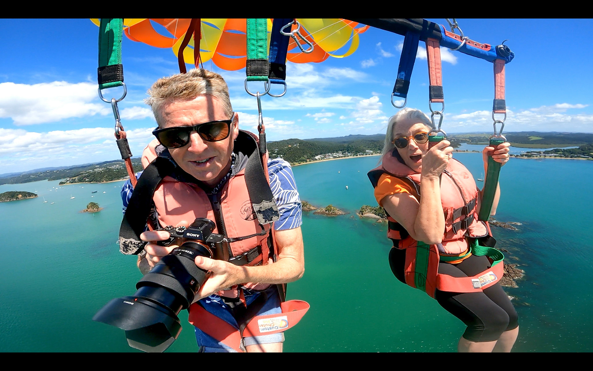 Parasailing over the Bay of Islands