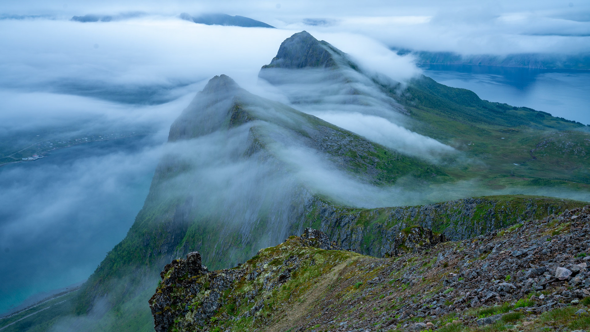 View from summit of Husfjellet