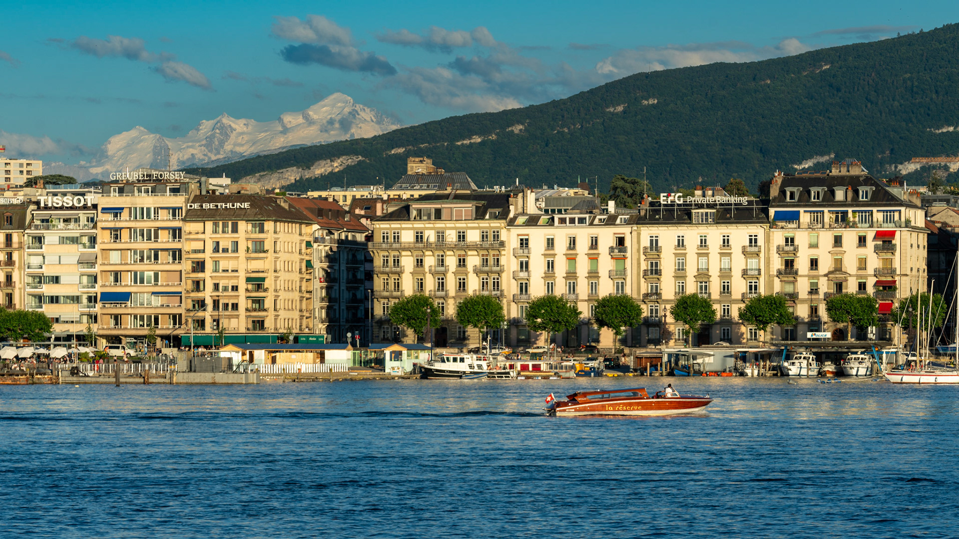 Geneva, Mont Blanc in the distance