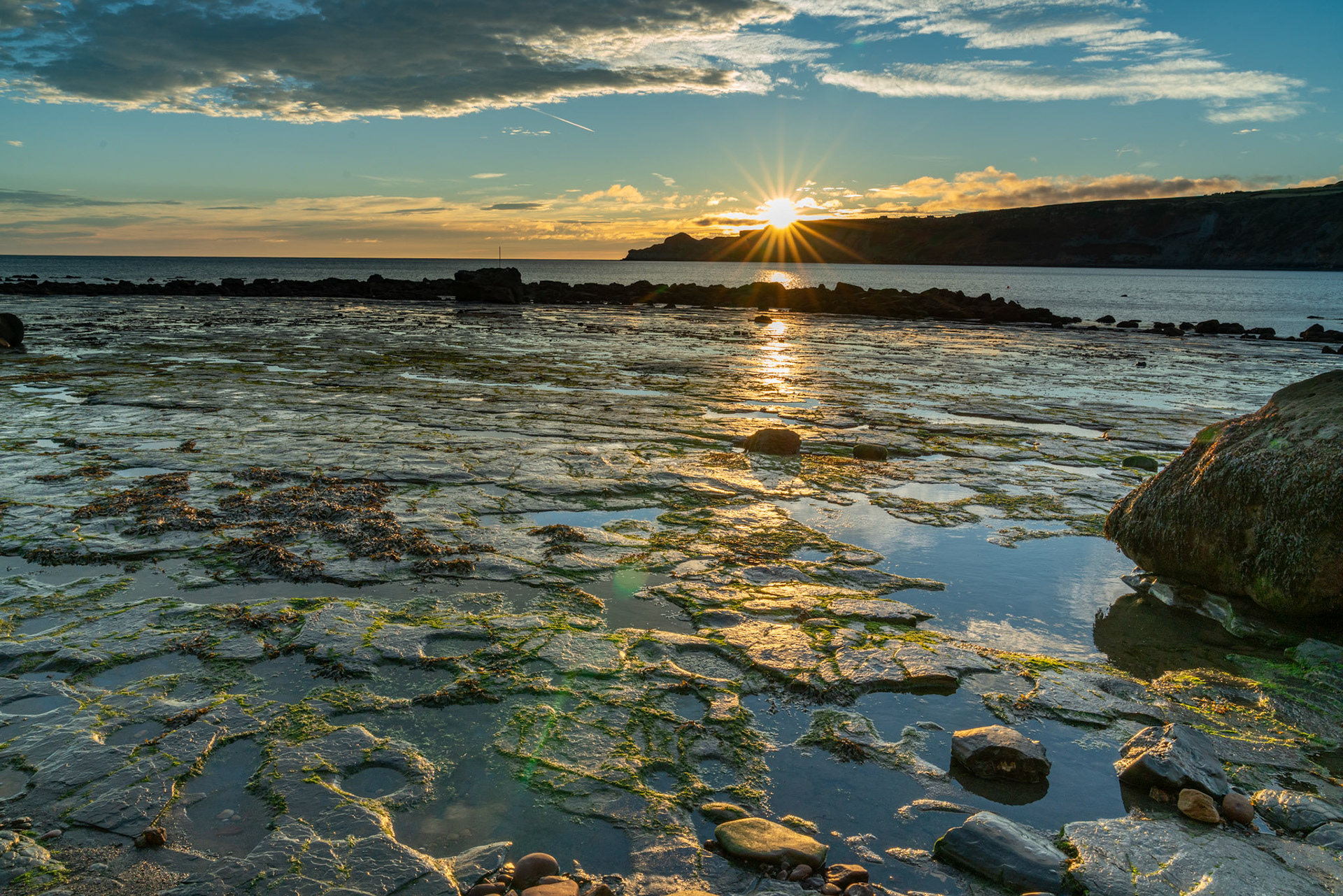 Sunrise golden hour at Runswick Bay