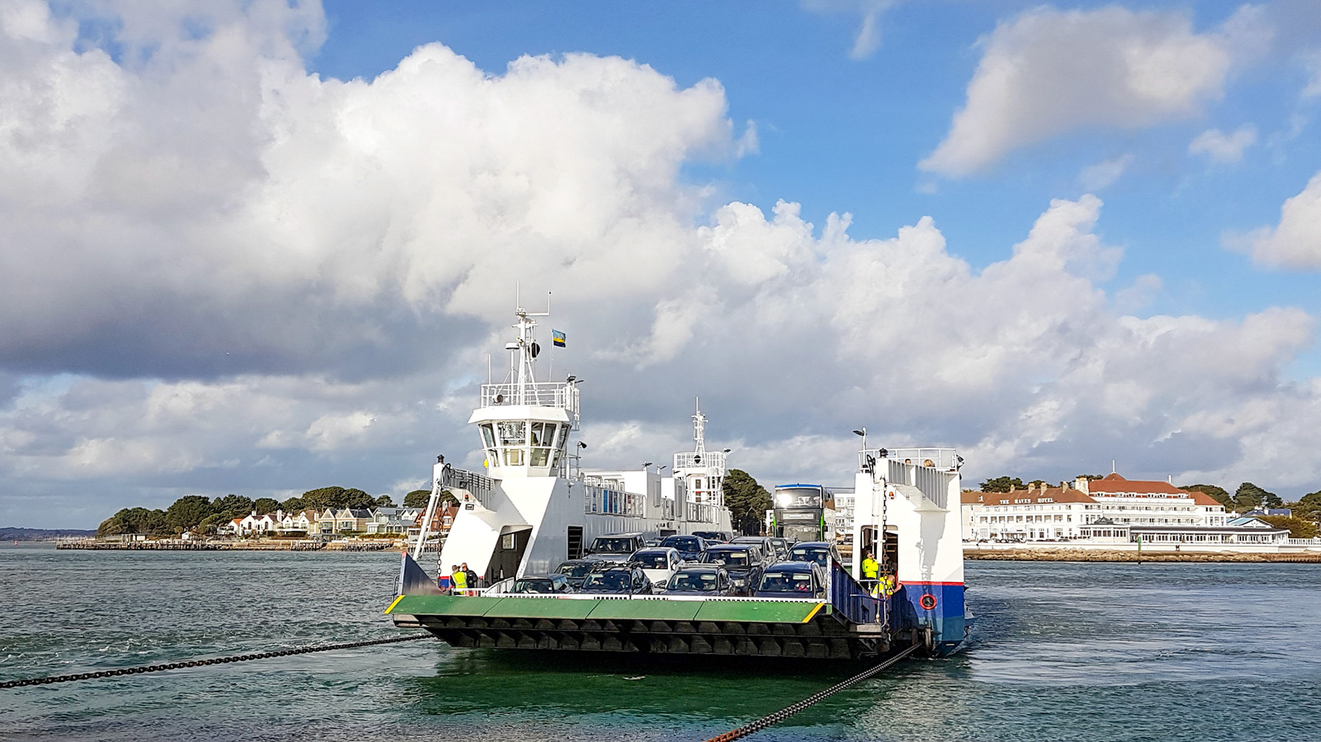 Bus arriving on the Sandbanks ferry!