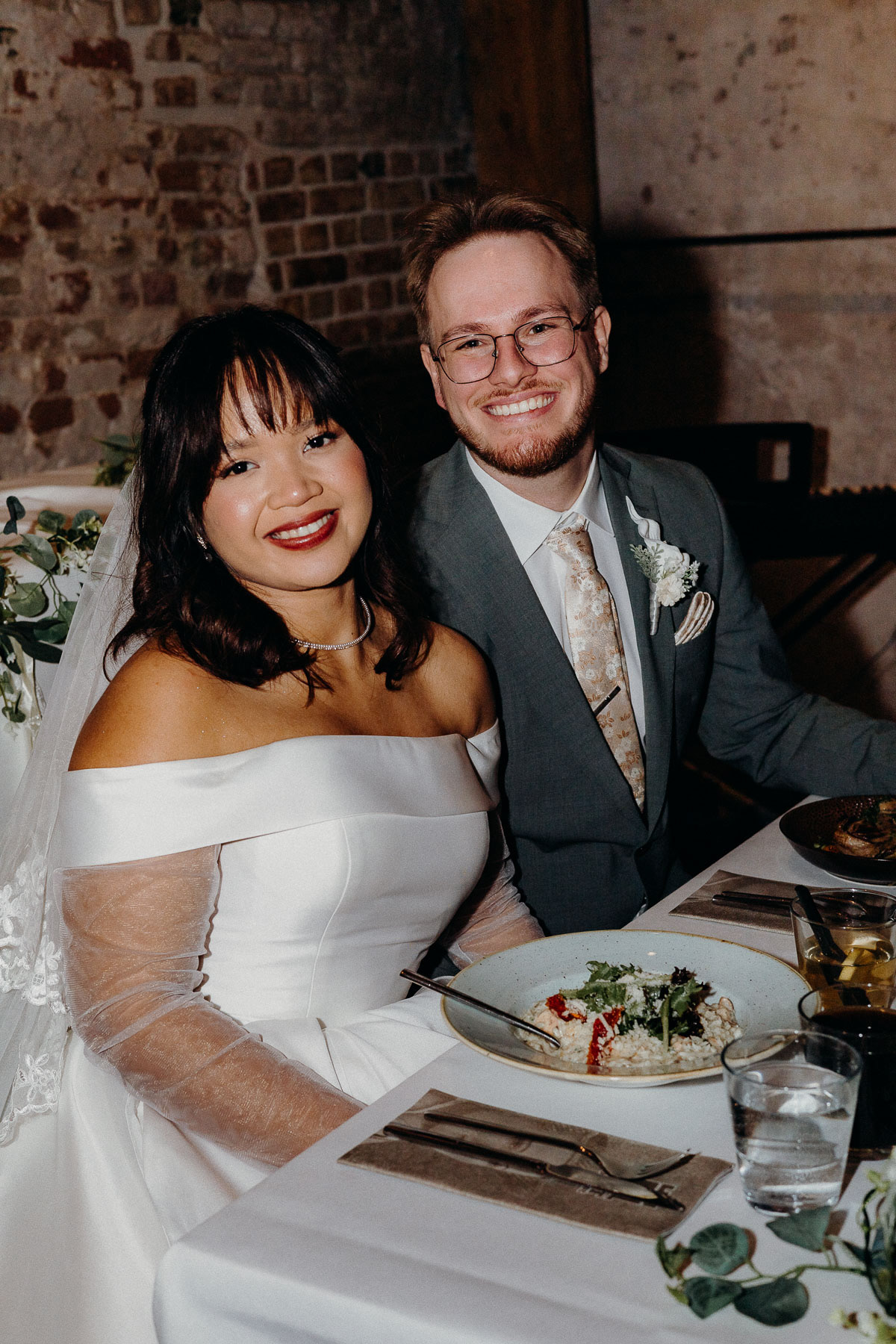 Bride and groom's first dinner as husband and wives.