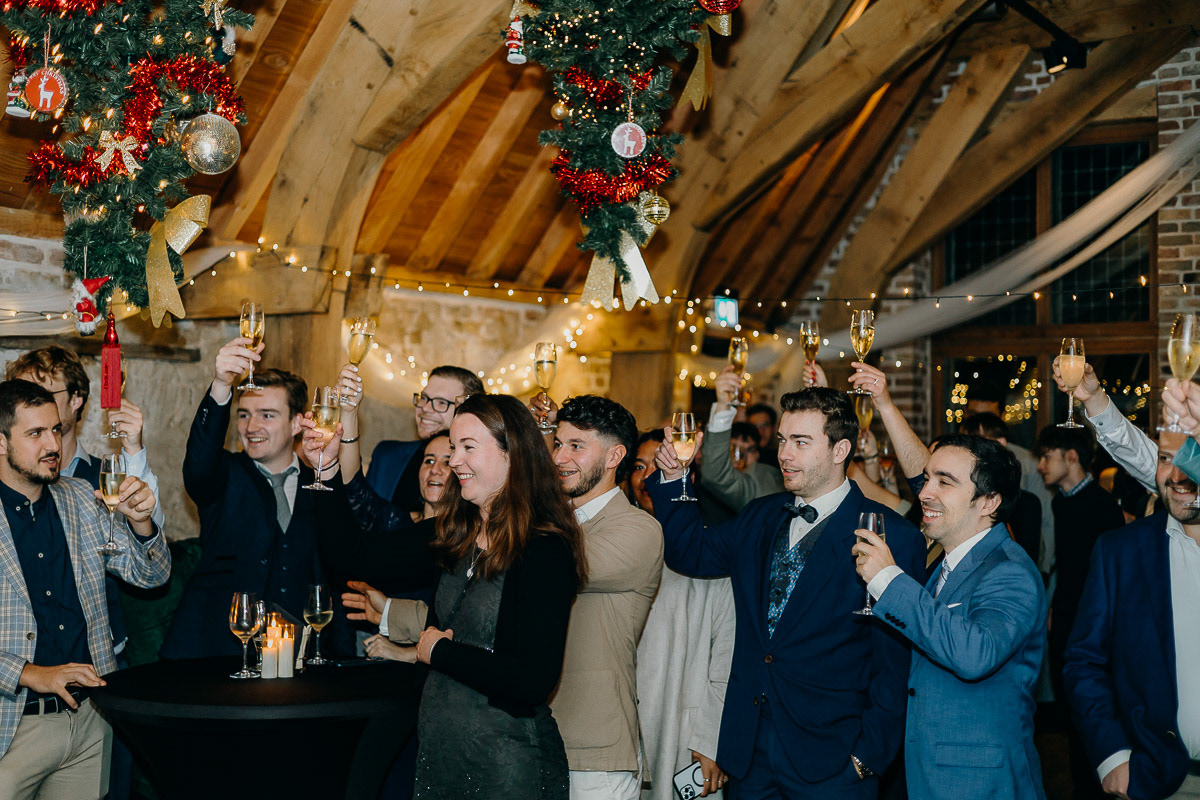 Toasting for the bride and groom.