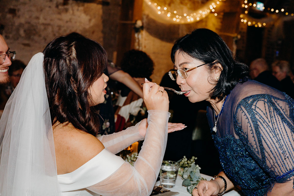 Lovely interaction between the bride and her mother during the wedding day.