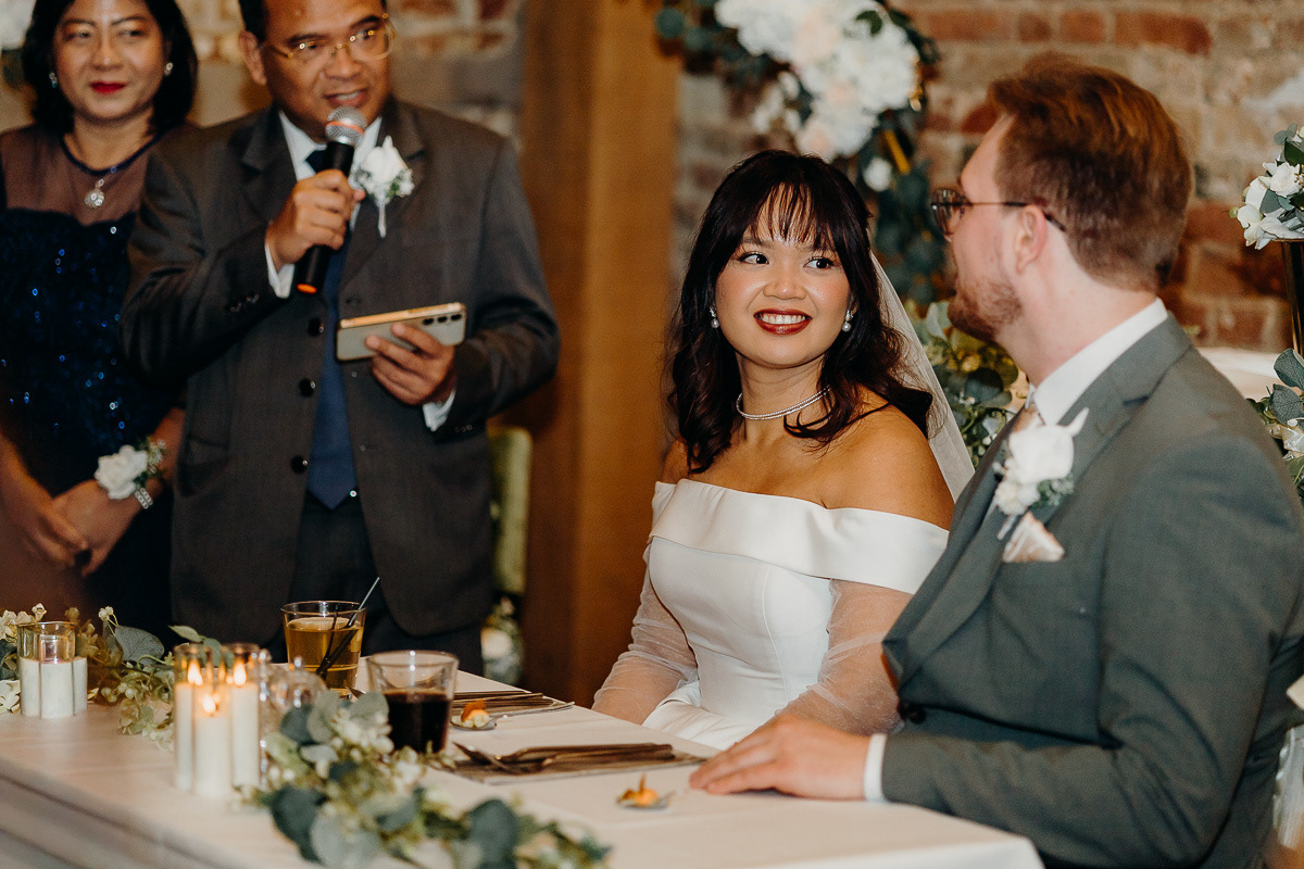 Interaction during a wedding speech of a mixed couple in the Netherlands.