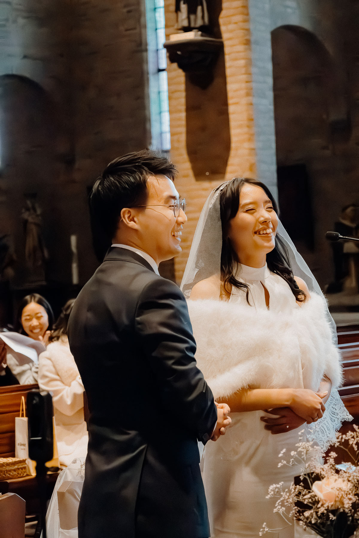 All smiles from the bride and groom after being officially husband and wife, photographed by Amsterdam wedding photographer.