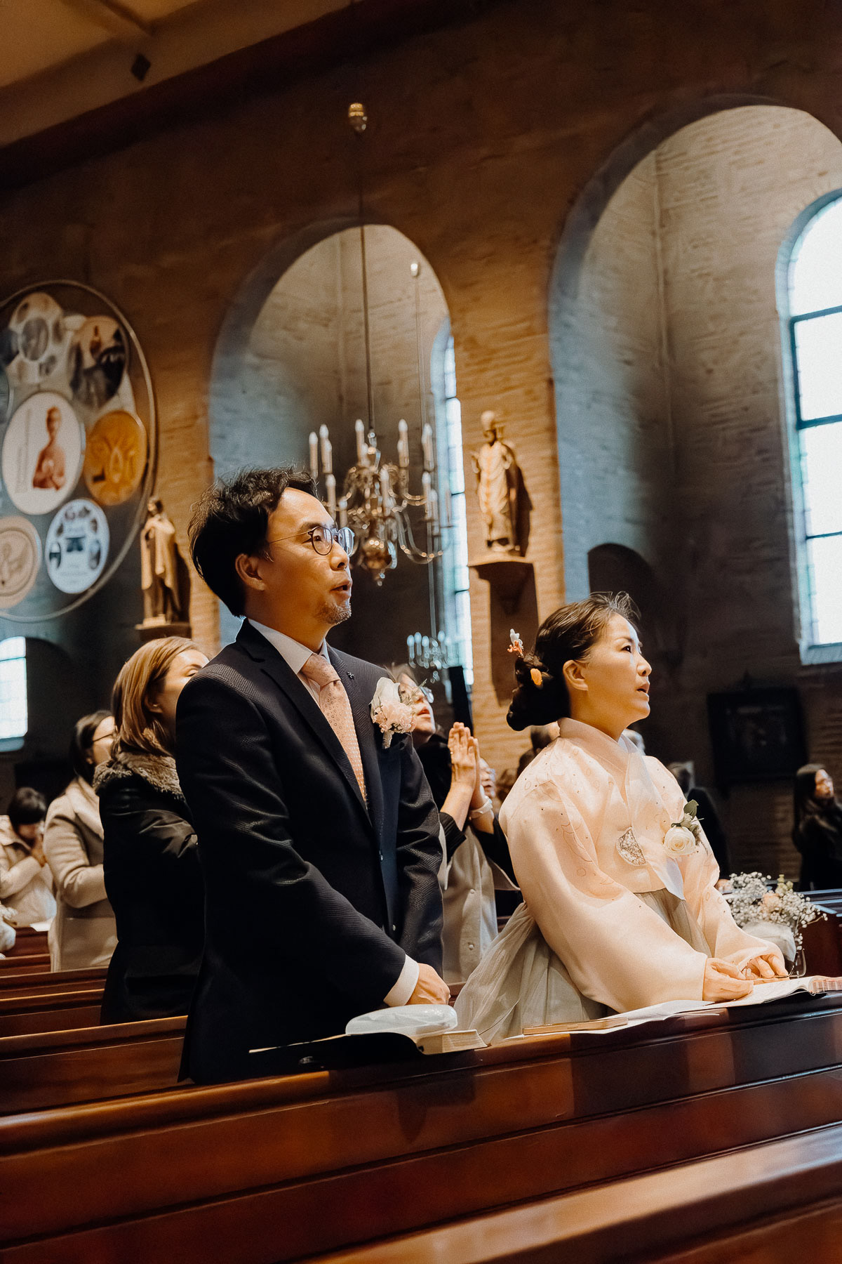 Korean parents of the groom in a wedding in the Netherlands.