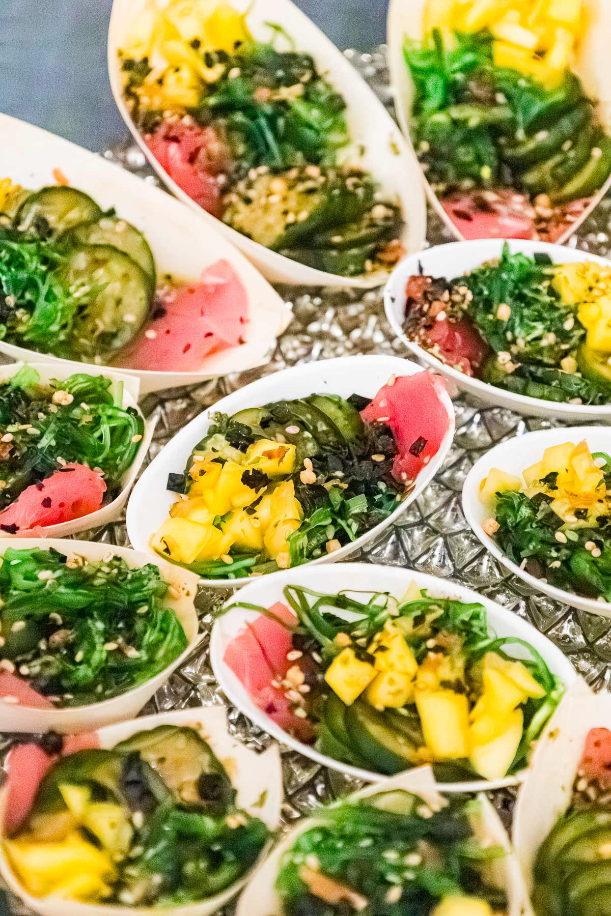 Colorful bowls of wedding bites, taken by wedding photographer Rotterdam.