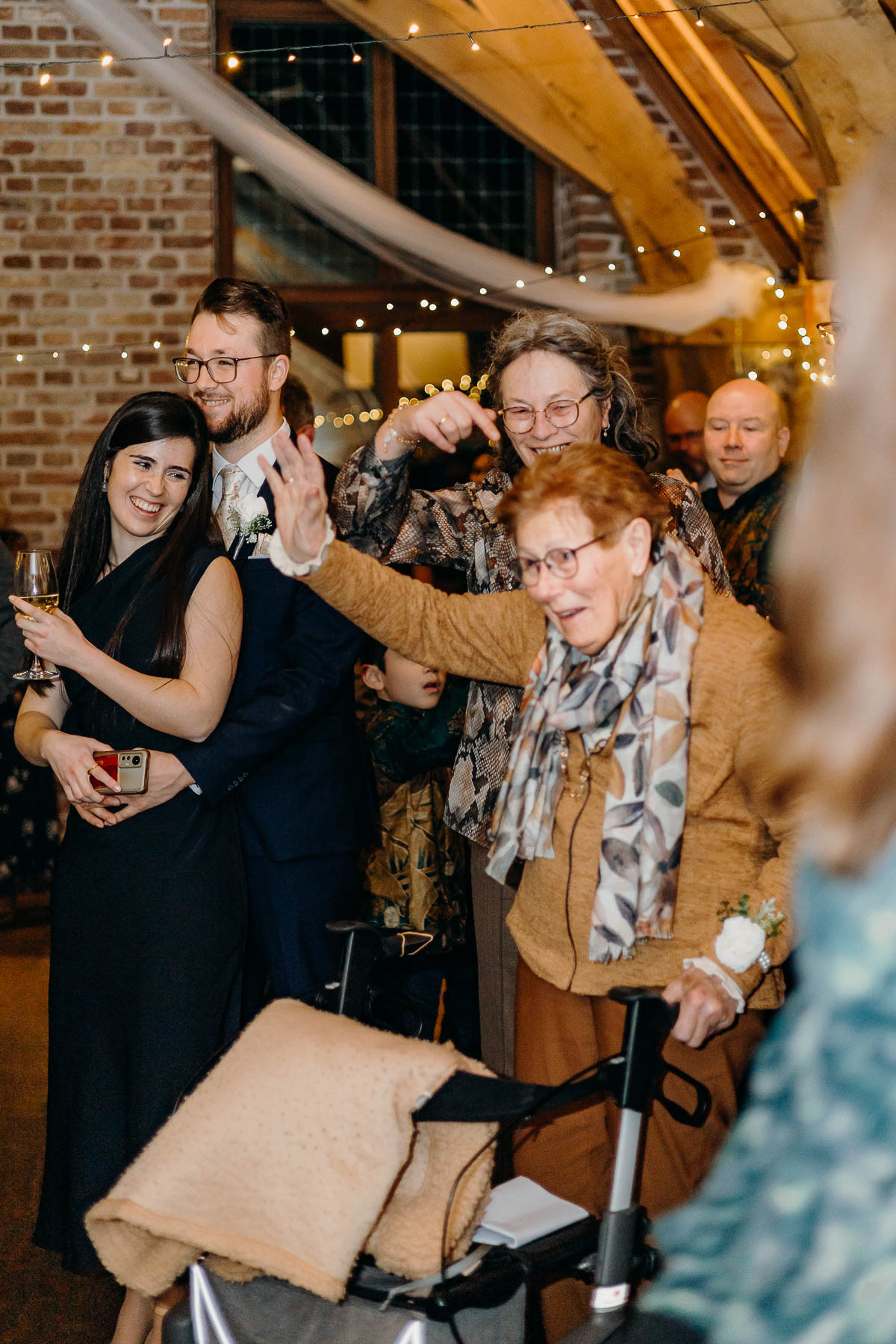 Grandma saying hi at the wedding.