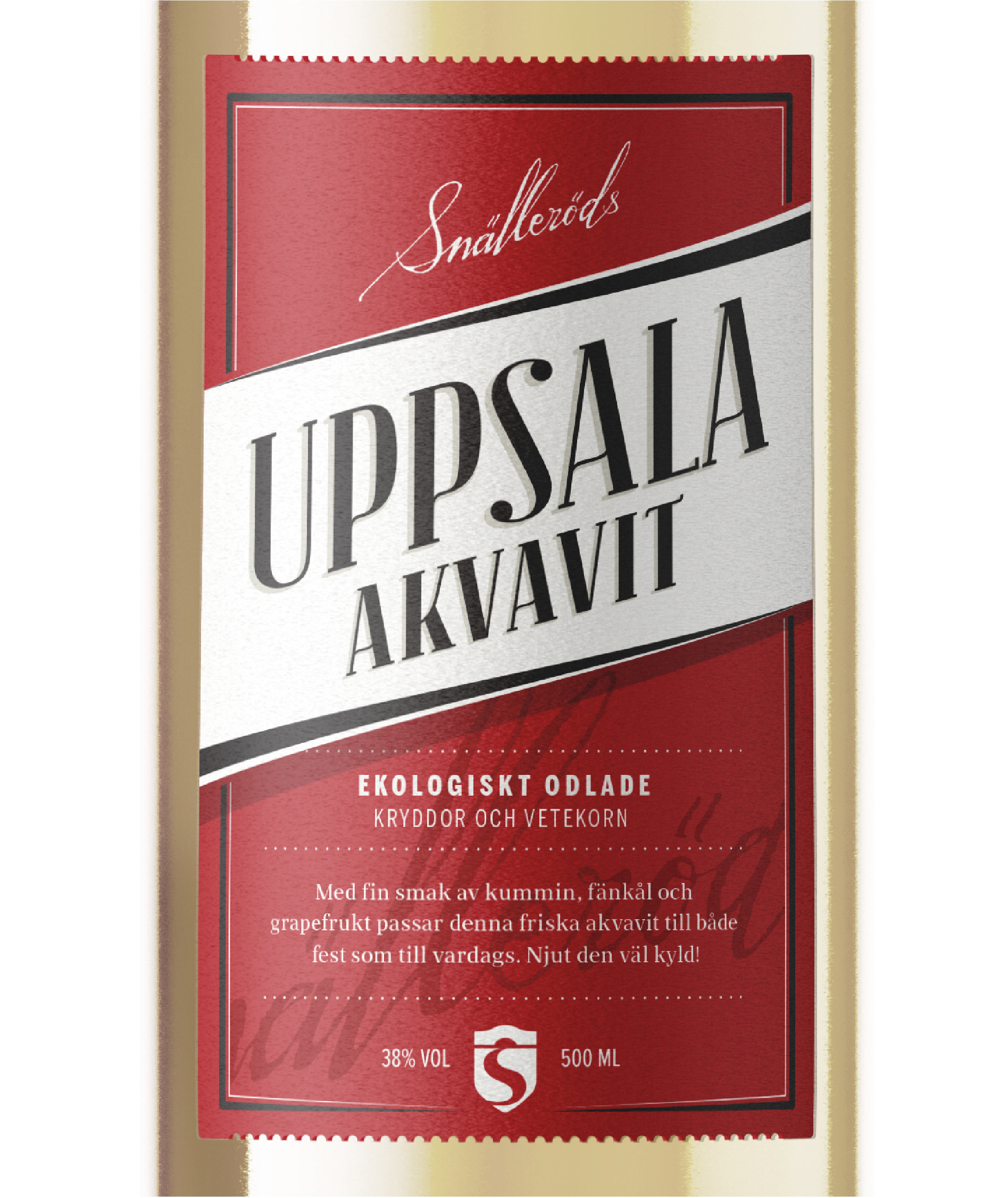 Snälleröds Uppsala Akvavit. New product packaging for a new local range of akvavit by Swedish heritage distillery Snälleröds. The new range celebrates Swedish universities and their love for the noble drink Akvavit in academic festive traditions. Project Conducted while working as Junior Designer at Bold Scandinavia. I was responsible for early concept and visual exploration all the way to concept sign off and production of bottle labels.