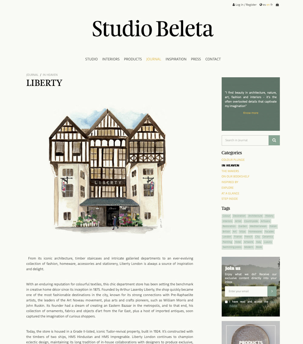 Article about liberty building on Studio Beleta website