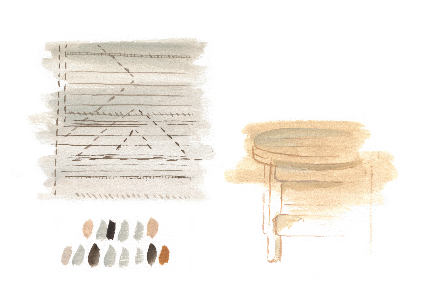 Belonging(s) natural materials, rugs and product sketches