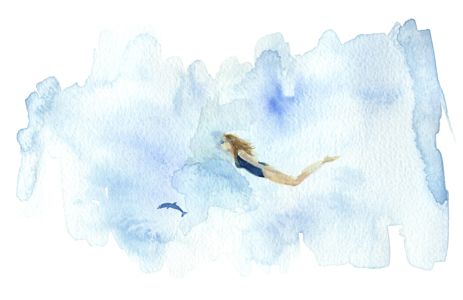 watercolour illustration for the cover of the book in the pool
