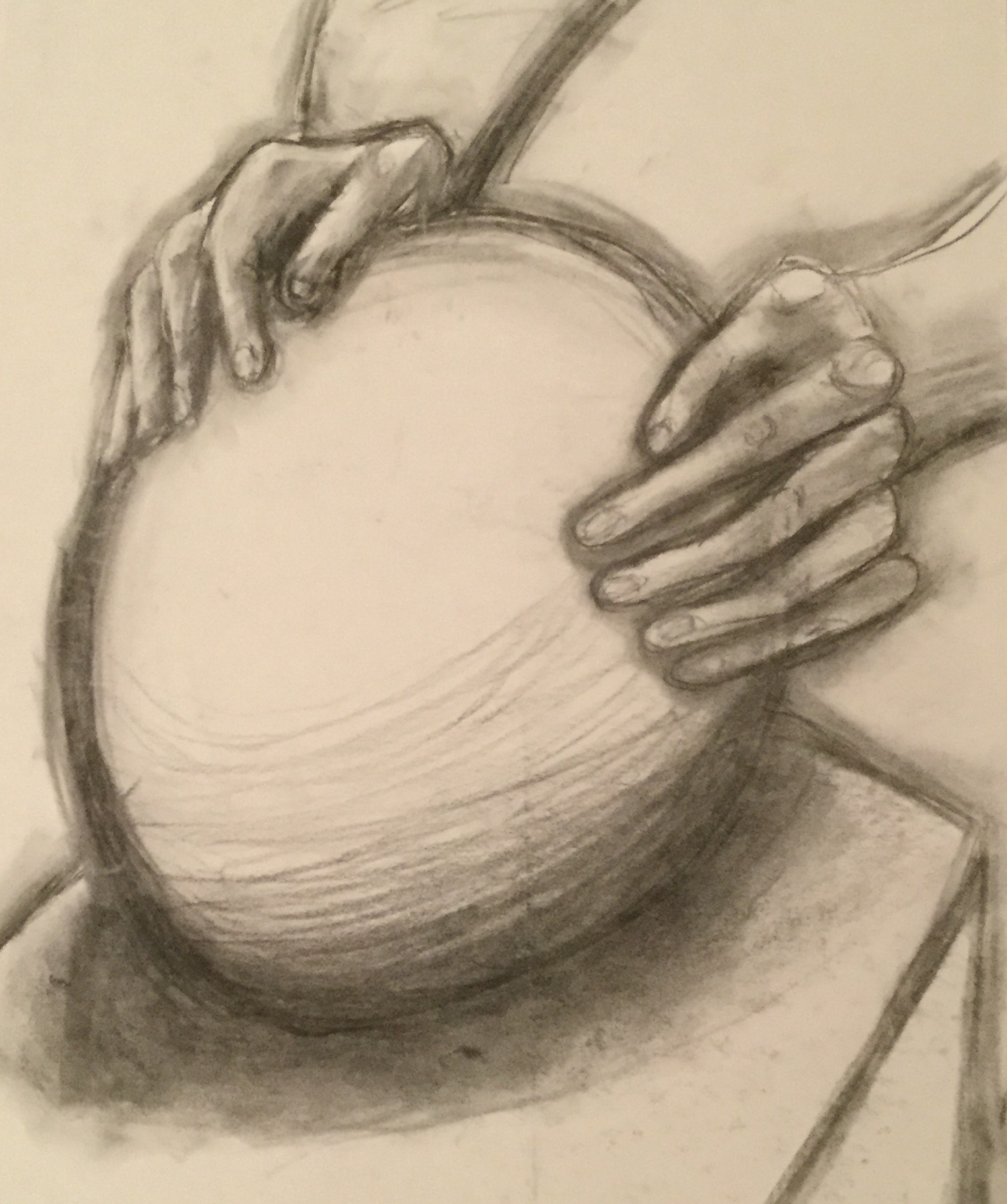 A hand drawing made using charcoal.