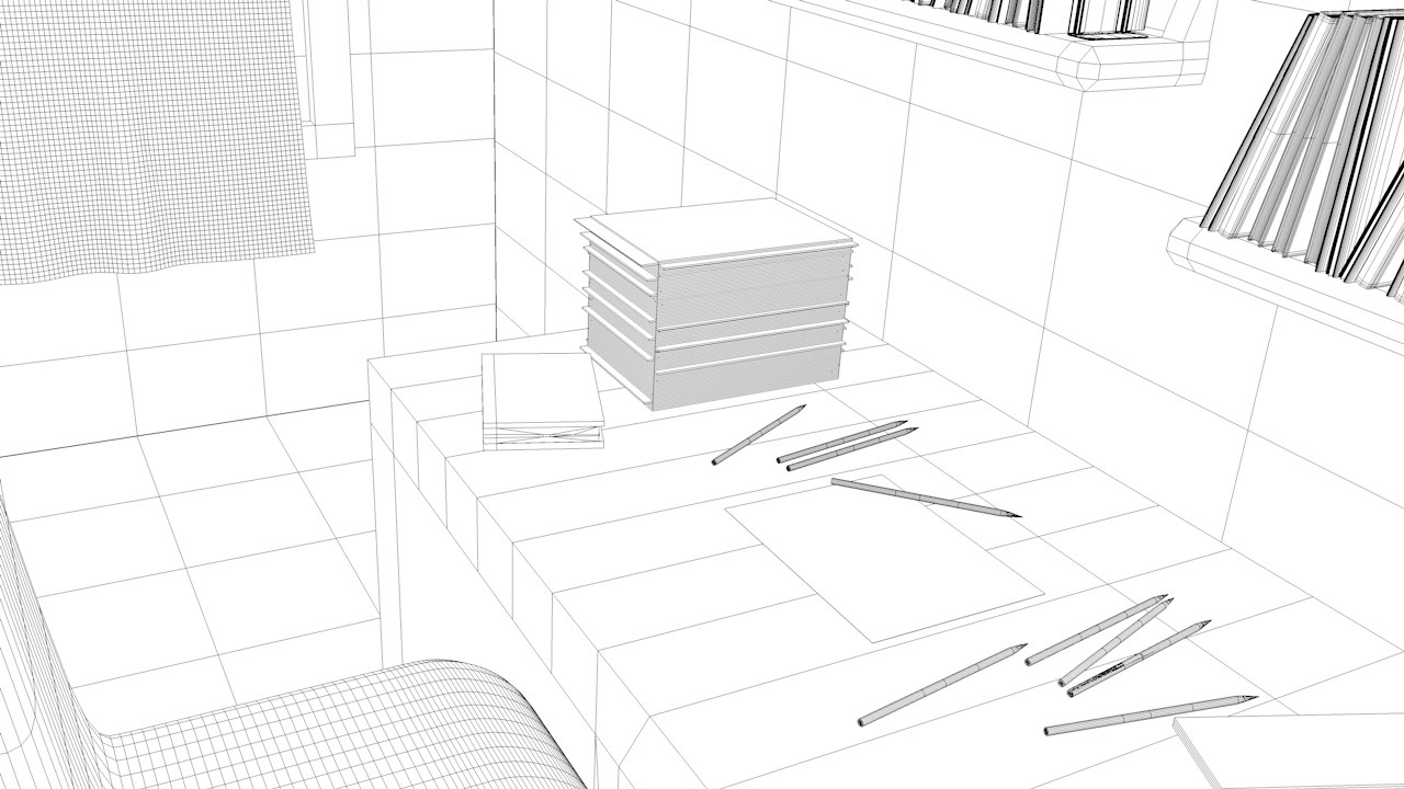 A work in progress render of a simple child's bedroom.