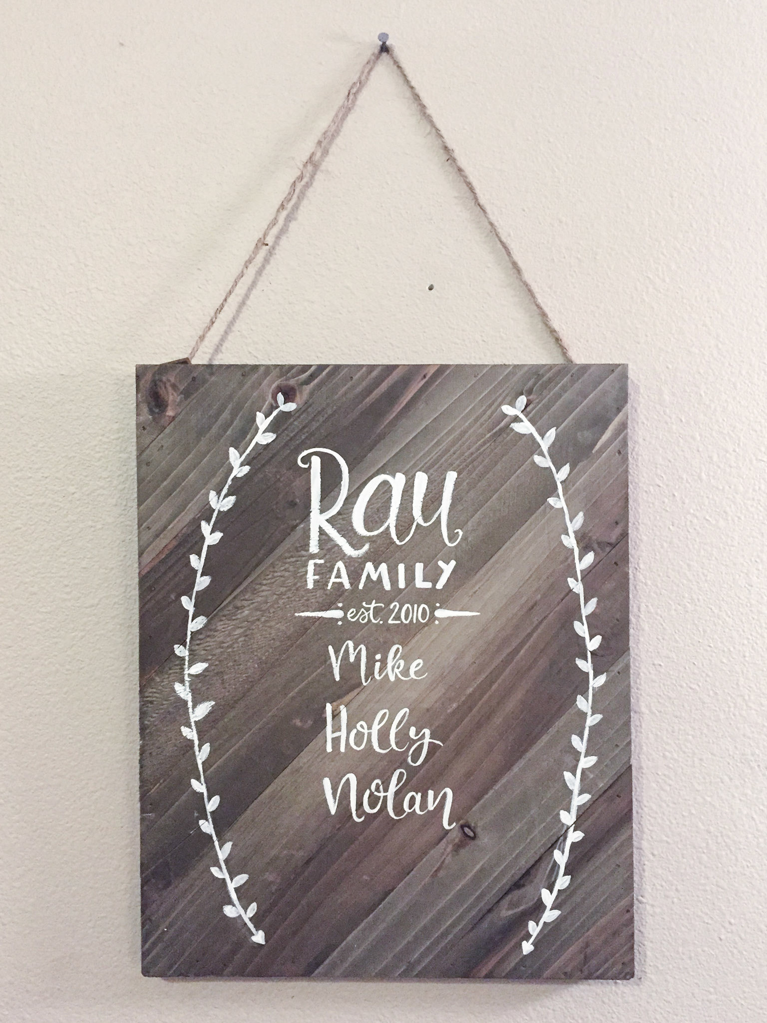 white acrylic on wood