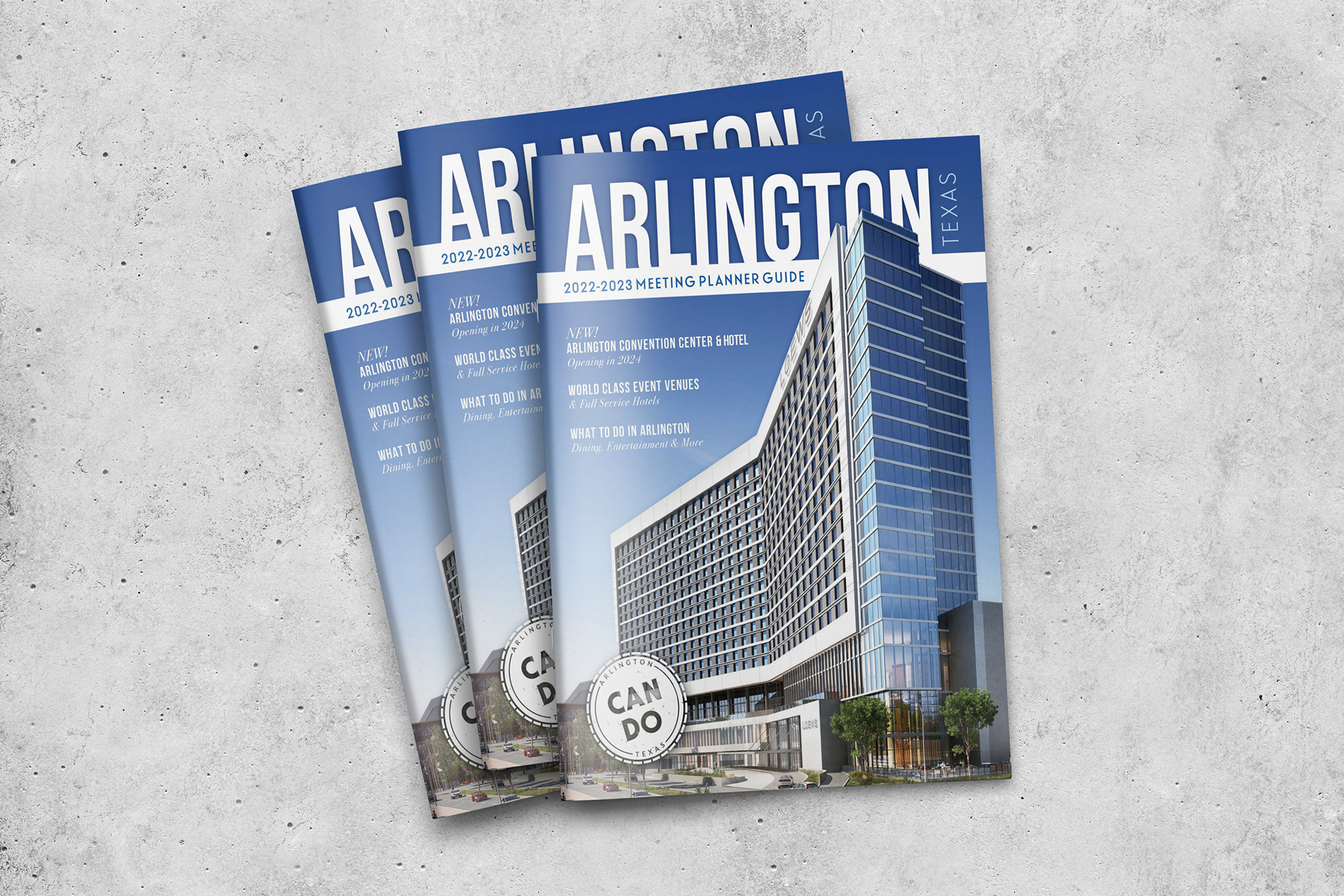 Arlington CVB Meeting Planner Guide Cover with "Can Do" Branding (Designed and implemented in 2022)