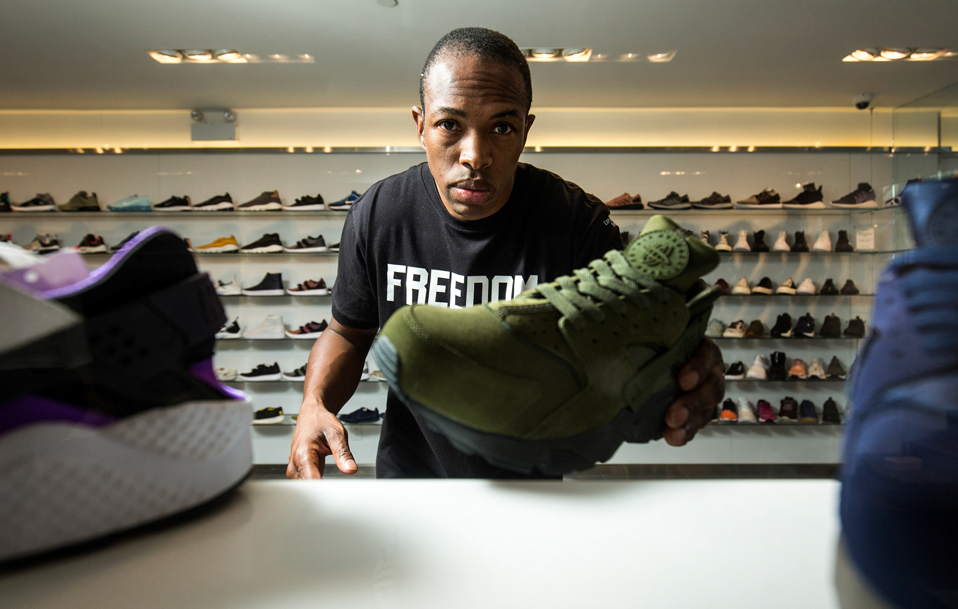 TORONTO -- Jason Burke, "Toronto's Most Influential Sneakerhead" poses for a portrait in a sneaker shop, in Toronto on August 30, 2017.
