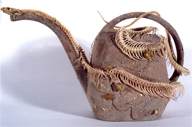Water, snake skeleton on pitcher, 8in x 13.5in x 5in, 1994