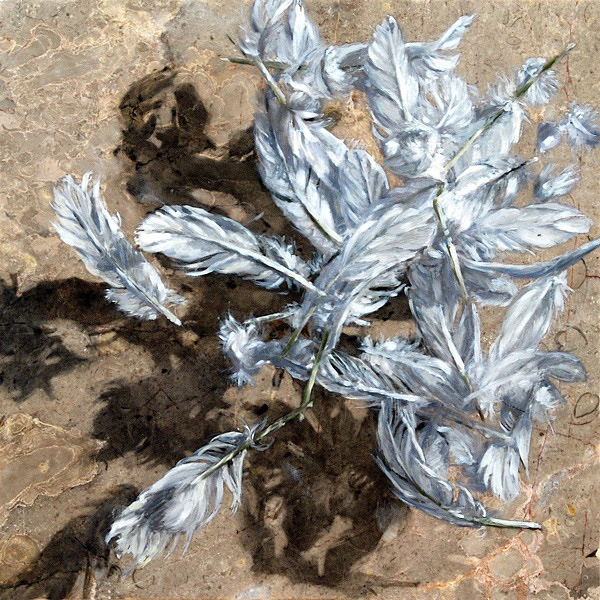 Twenty-one Seagull, oil on marble, 12"x12", 2013