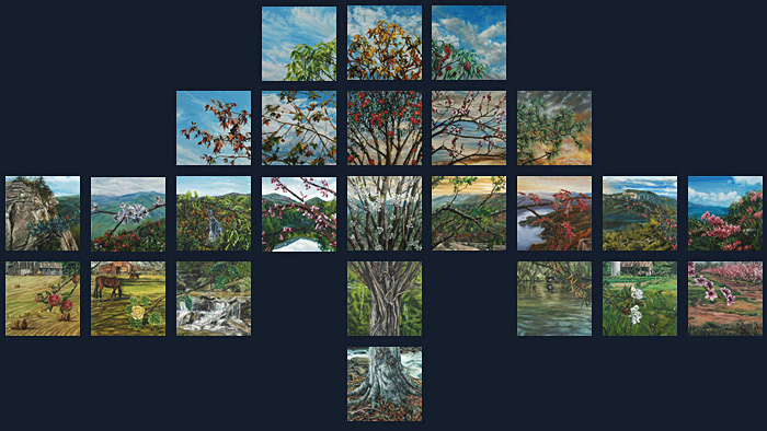 Piedmont Tree, oil on canvas, 25 panels, each panel 20in x 20in, 2008
