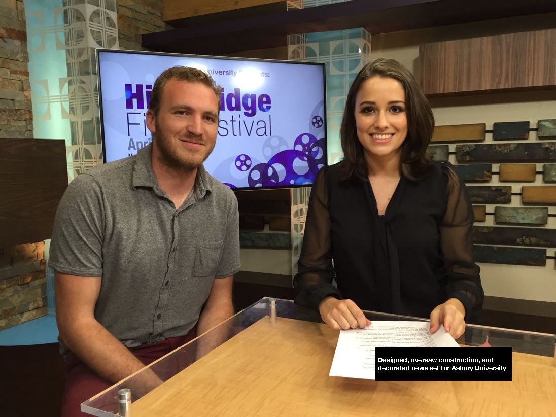 Designed, oversaw construction, and decorated news set for Asbury University
