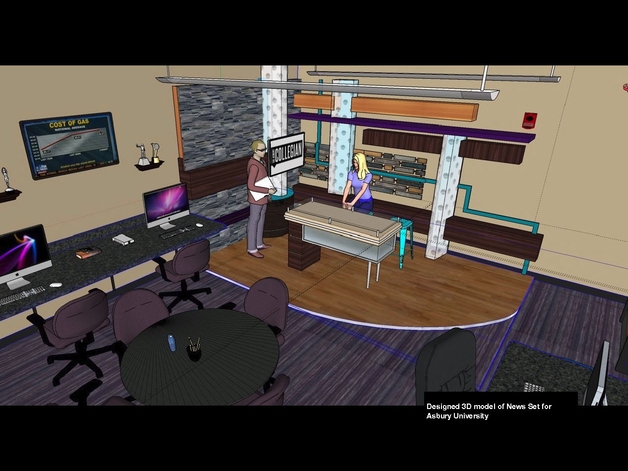 Designed Sketchup Model of News Set for Asbury University