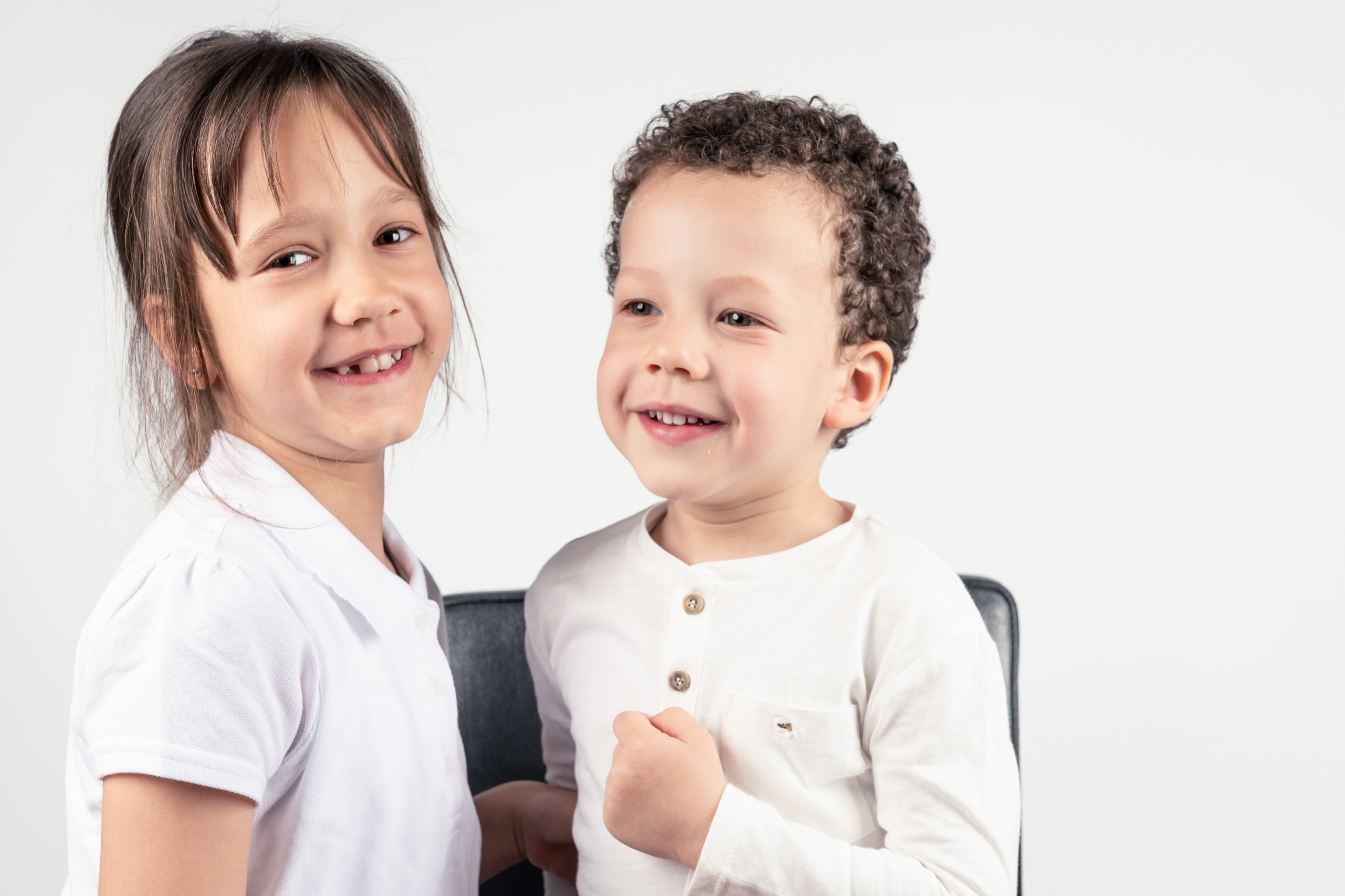 Brother and sister photoshoot in Bolton, Manchester, studio, white background