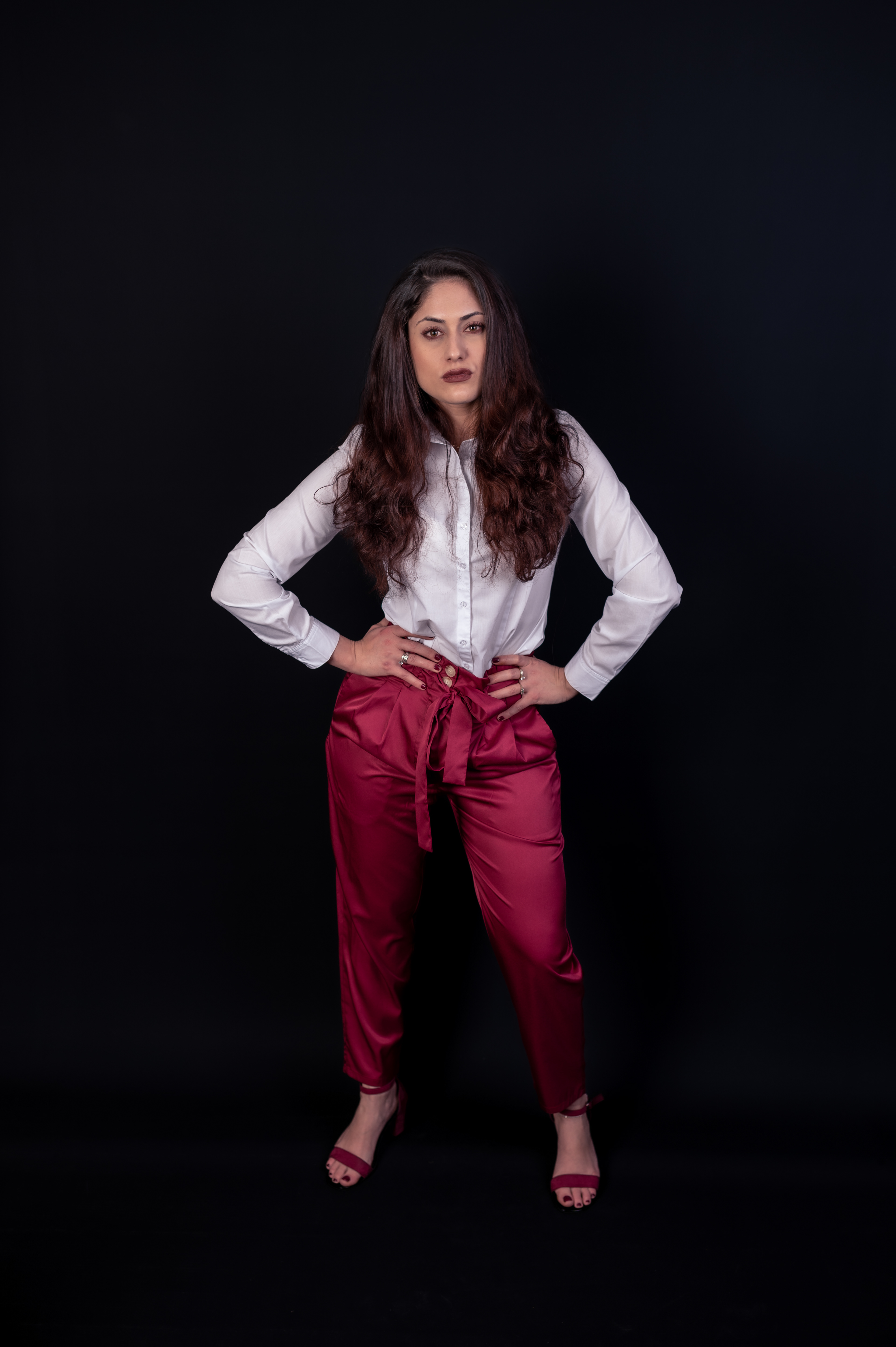 Business woman photo shoot in Bolton, Manchester, studio with black background 