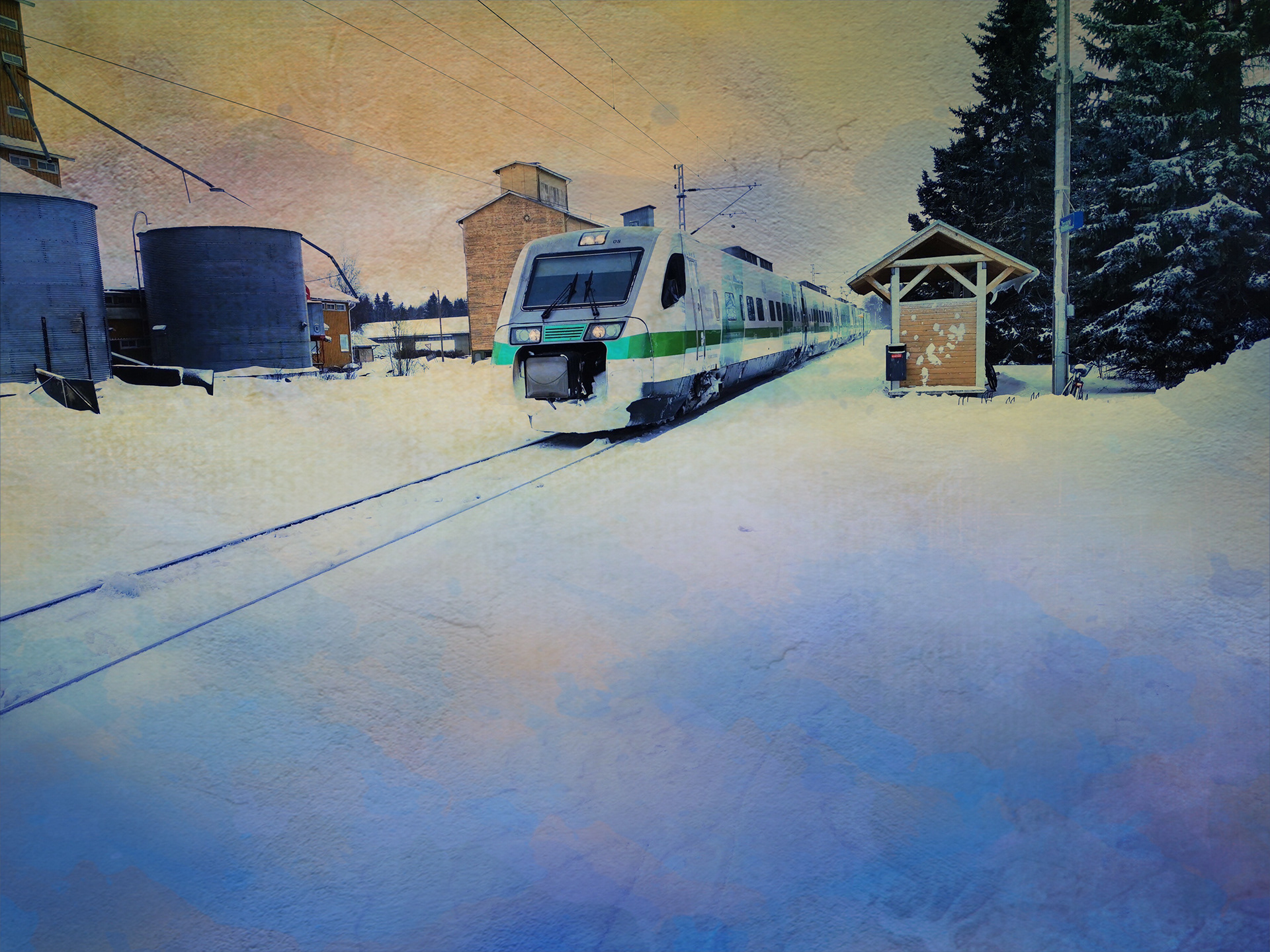 Train pushes through snow