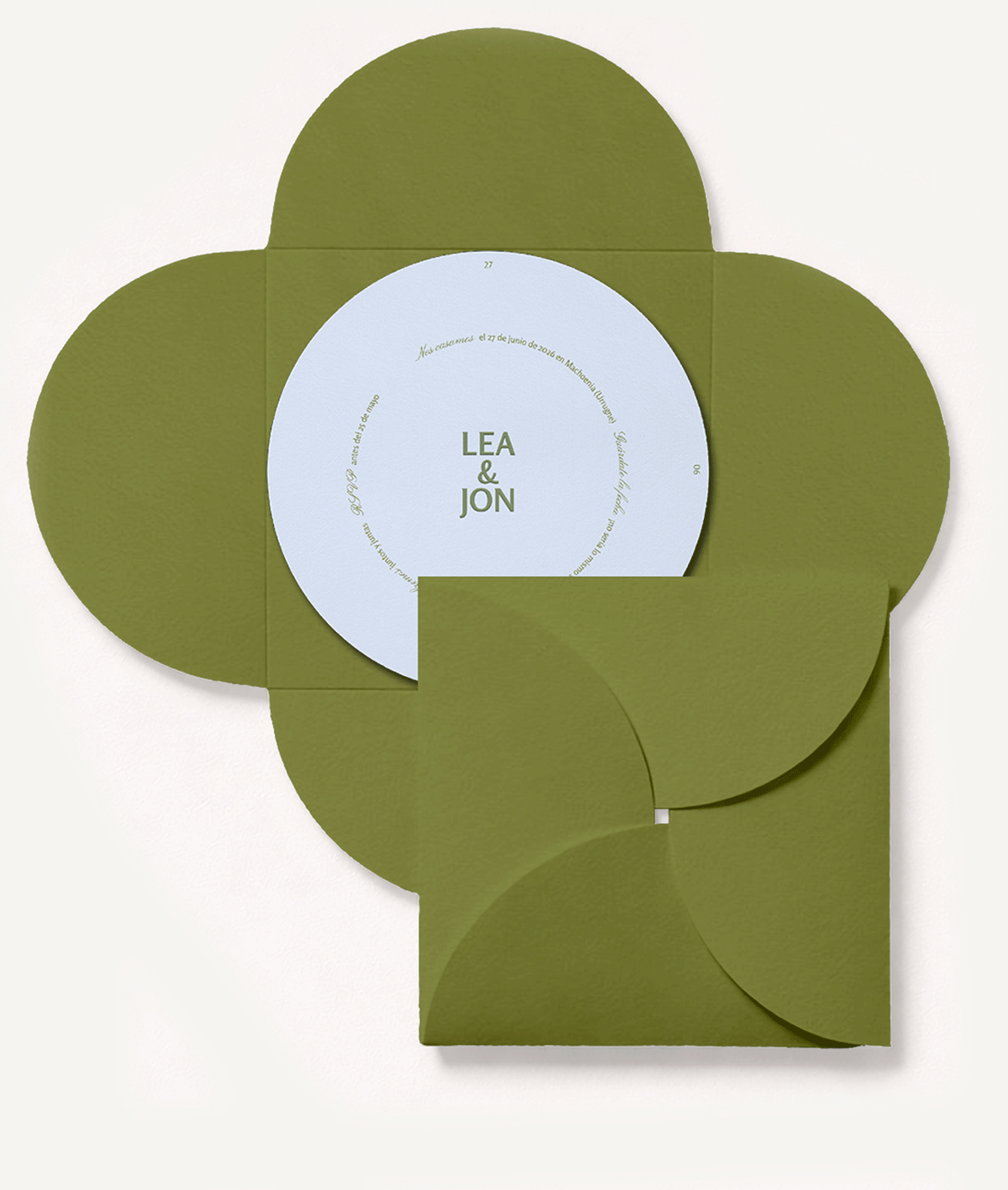 Invitación contemporánea, minimal y original para papelería de boda